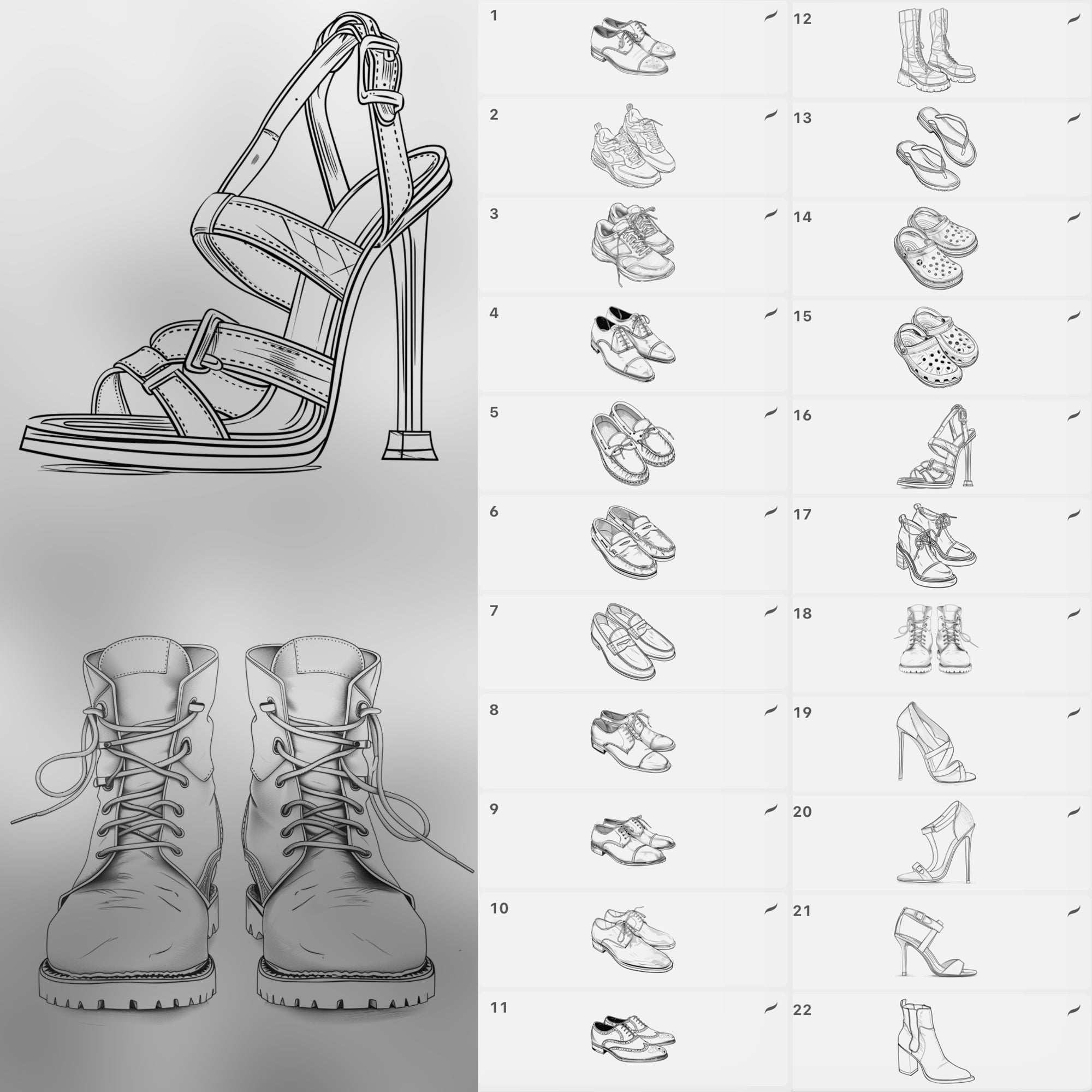 100 Procreate Women Shoes Stamp Brushes