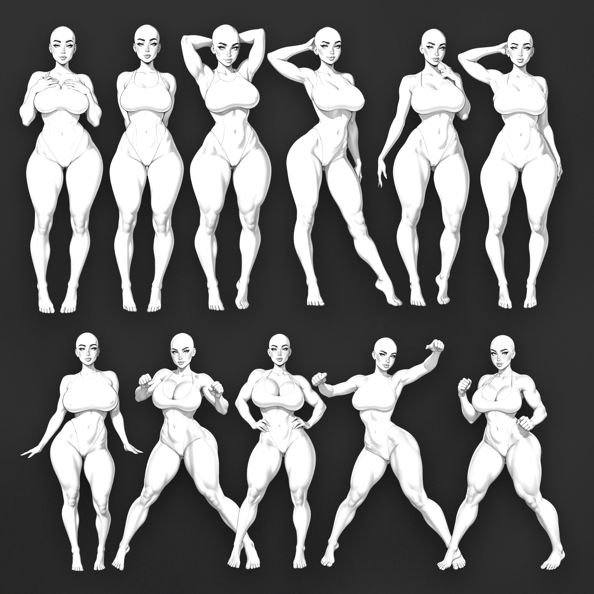 120 Procreate Plus Size Fashion Model Stamps Brushes