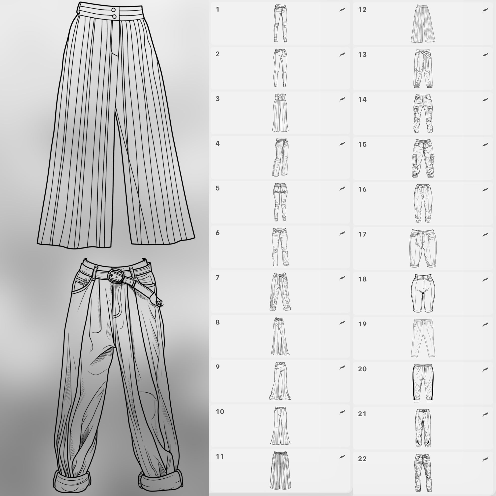 100 Procreate Women Pants Stamp Brushes