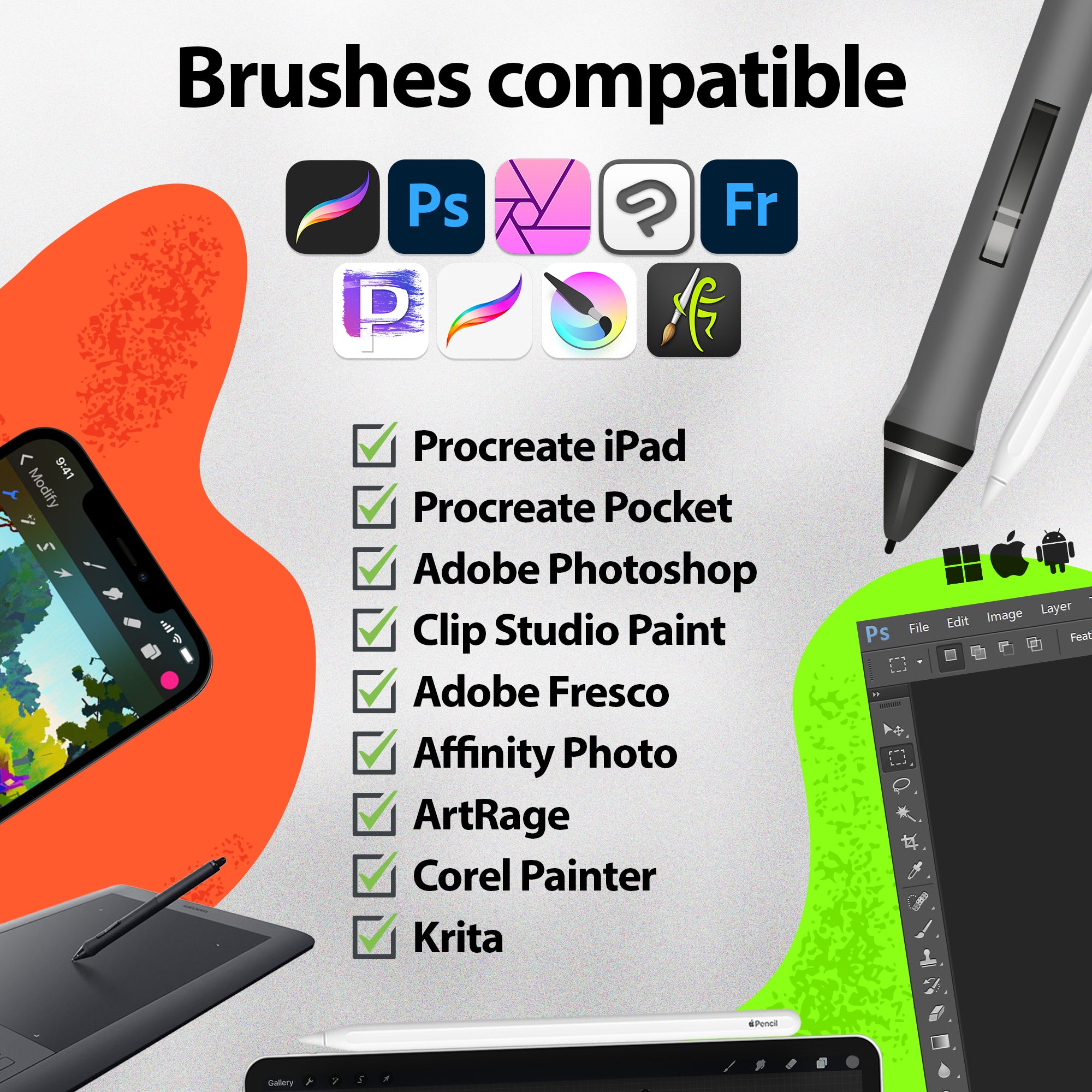 110 Pin-up Ladies Tattoo Stamps for Procreate and Photoshop