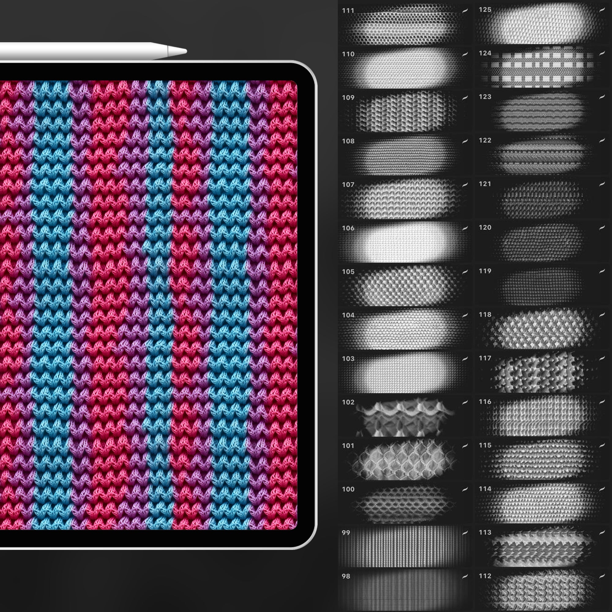 120 Procreate Crochet Texture Brushes