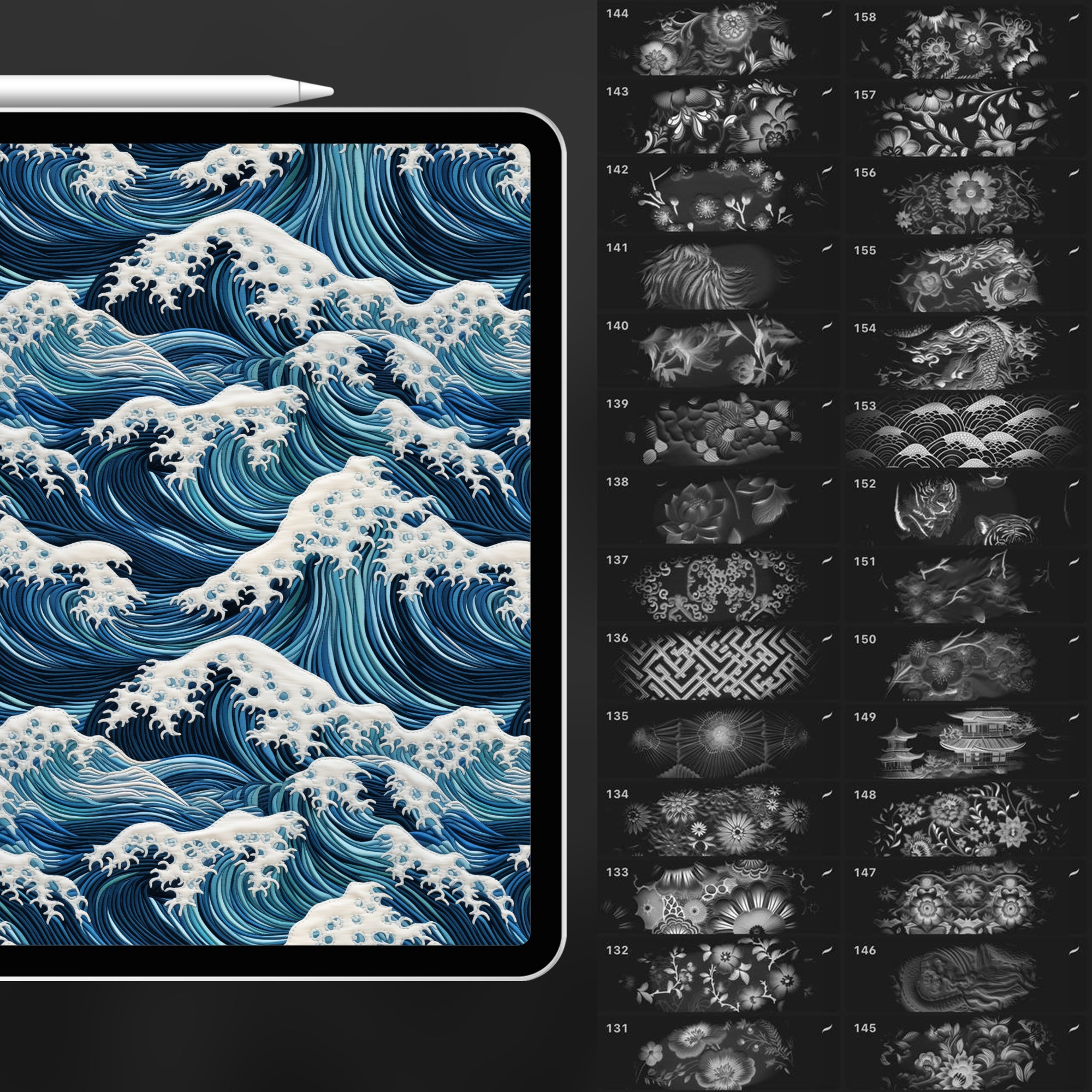 150 Procreate Traditional Japanese Pattern Brushes