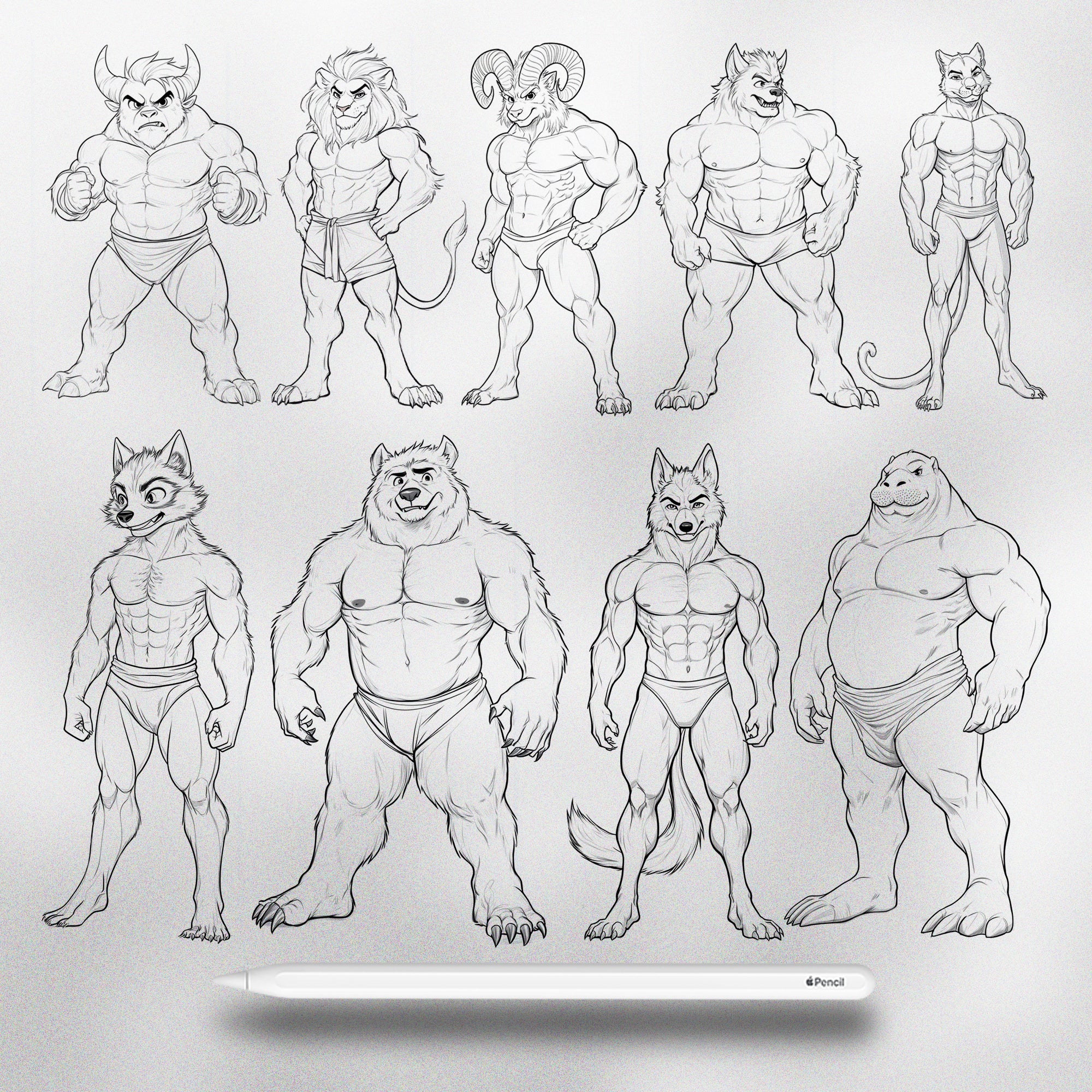 110 Procreate Furry Anthro Men Stamps