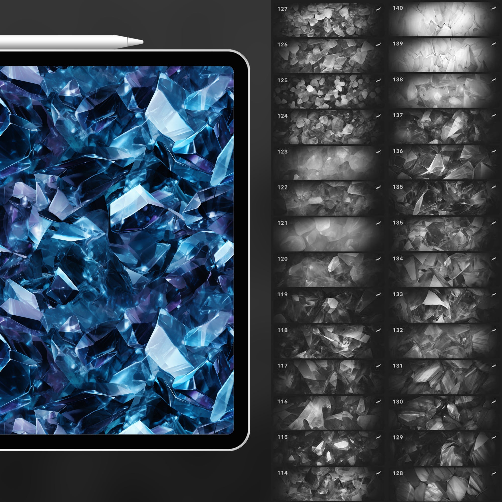 140 Procreate Crystal Texture Brushes