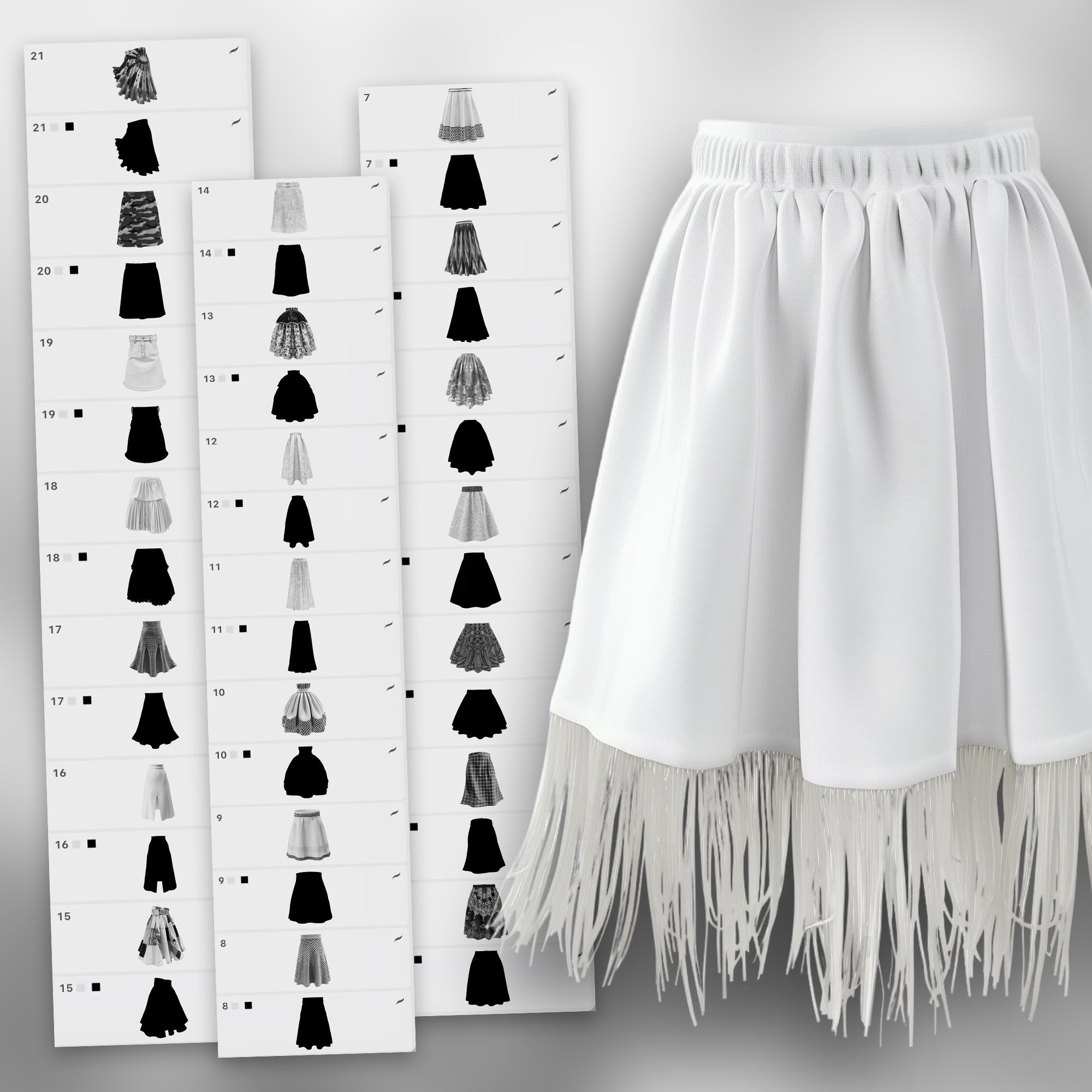 120 Procreate 2D Skirts Stamp Brushes