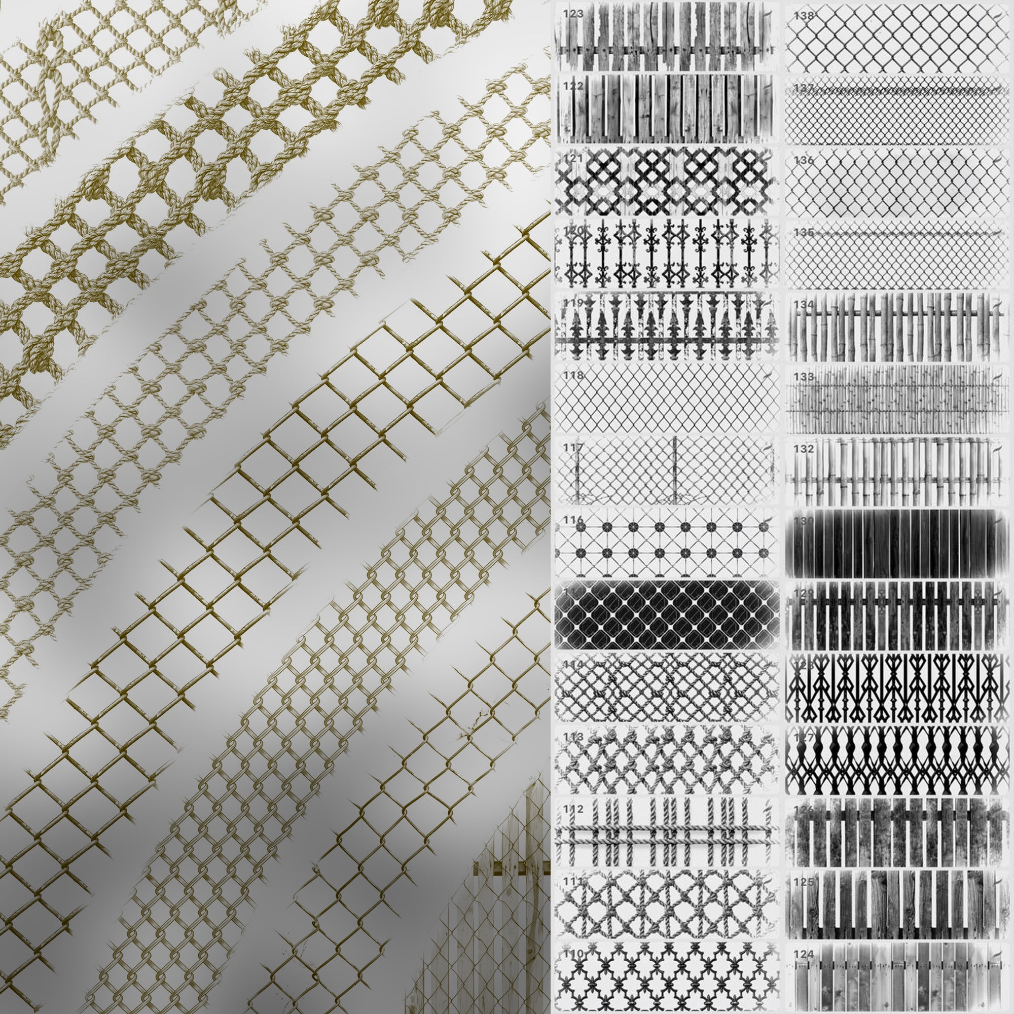 130 Procreate Fence Texture Brushes