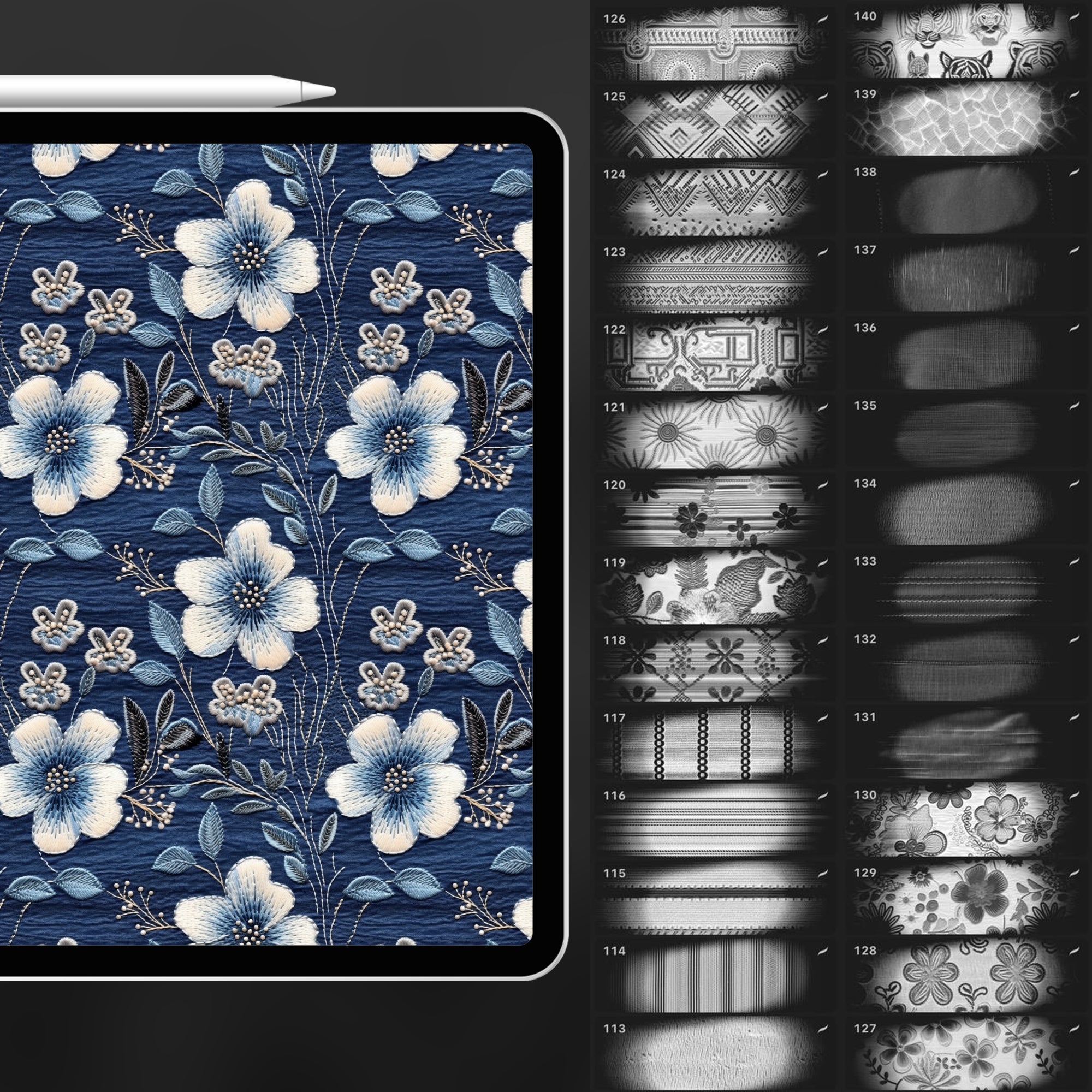 140 Procreate Denim Fabric Texture Brushes