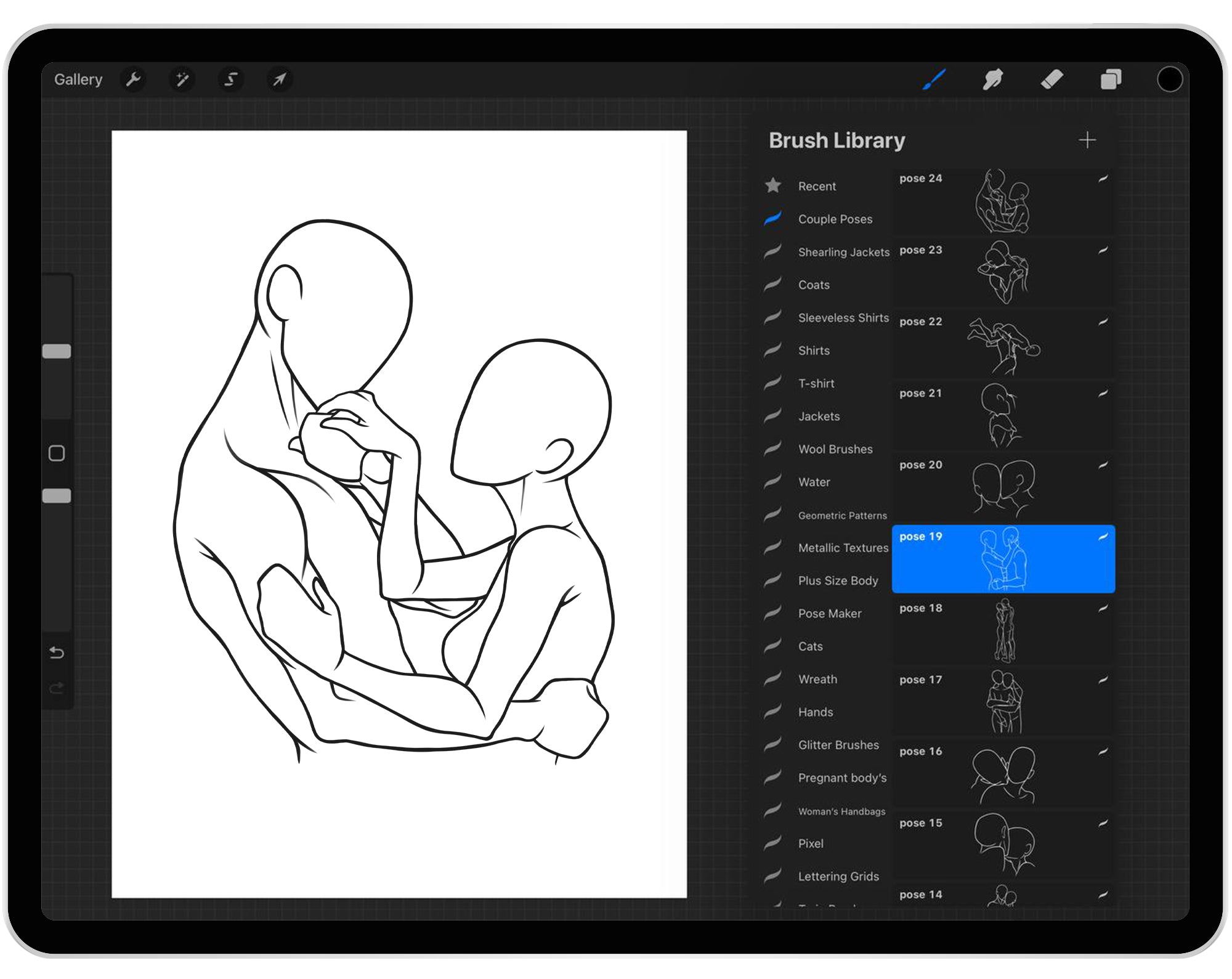 30 Procreate Couple Poses Stamp Brushes