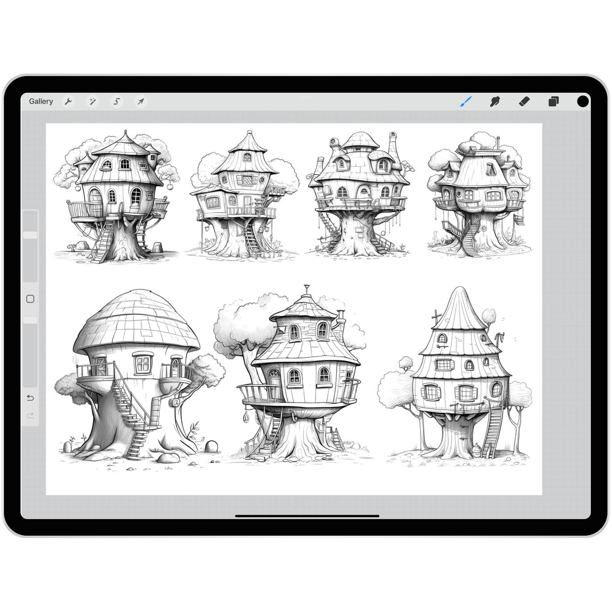 39 Forest Treehouse Brushes for Procreate and Photoshop