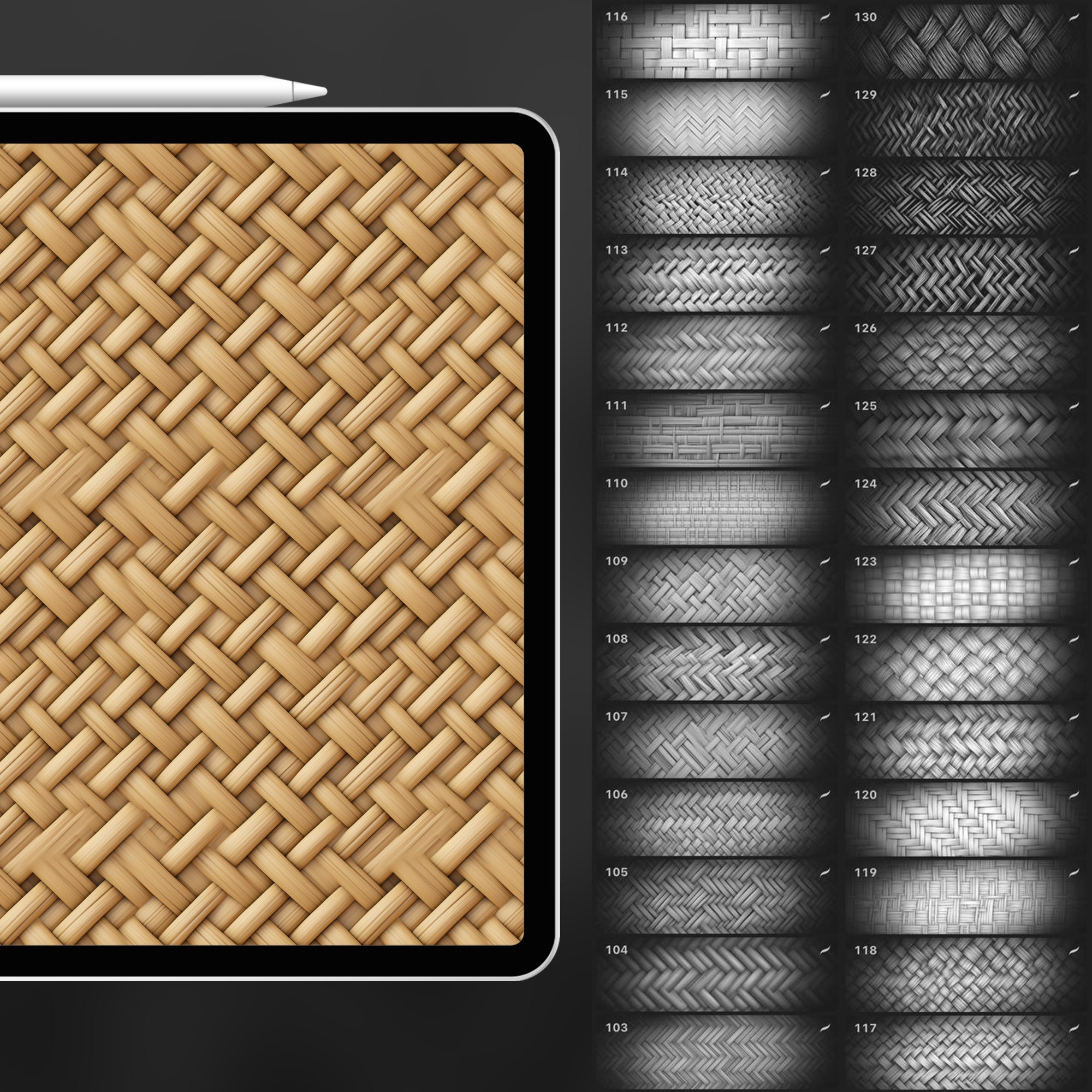 130 Procreate Wicker Texture Brushes