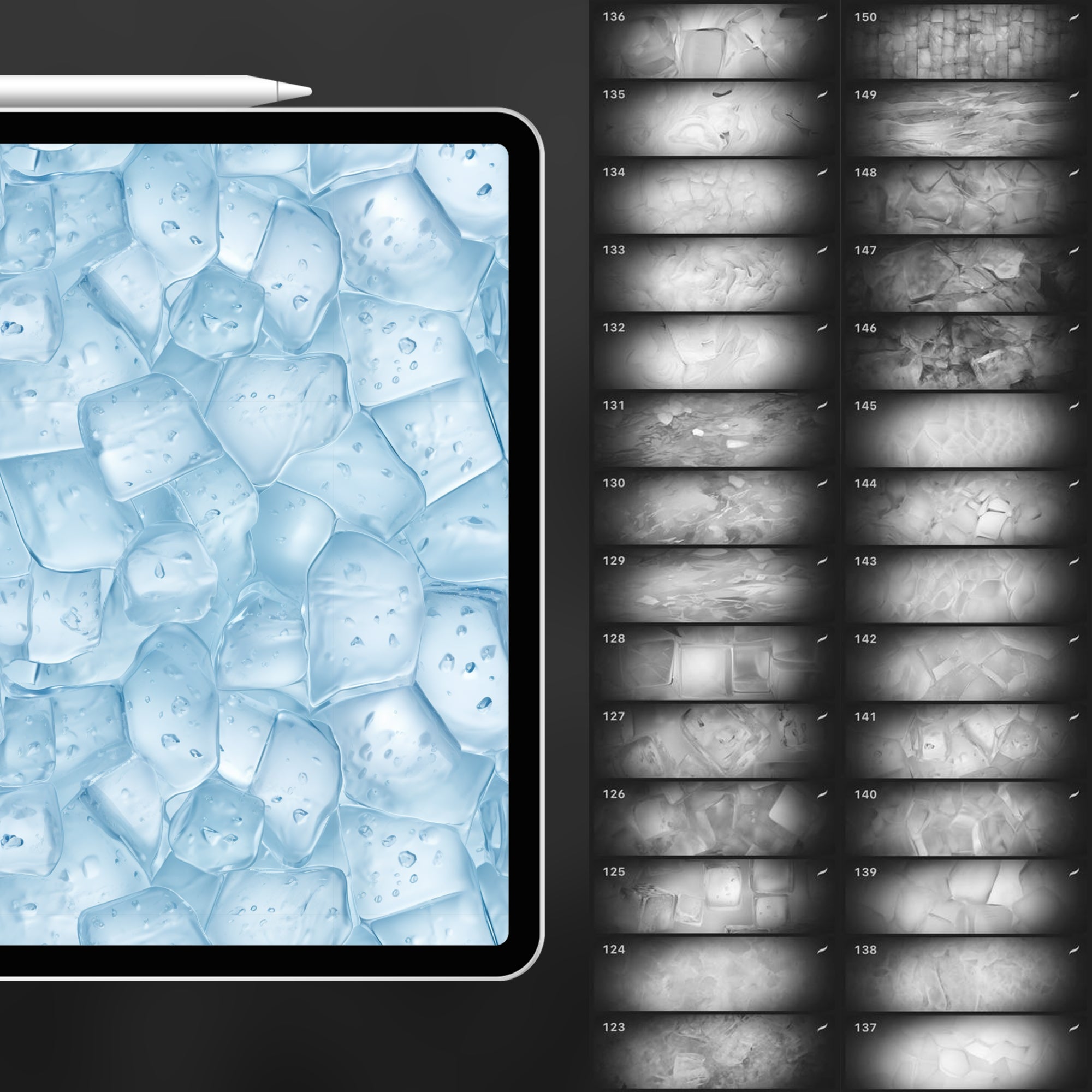 150 Procreate Ice Texture Brushes