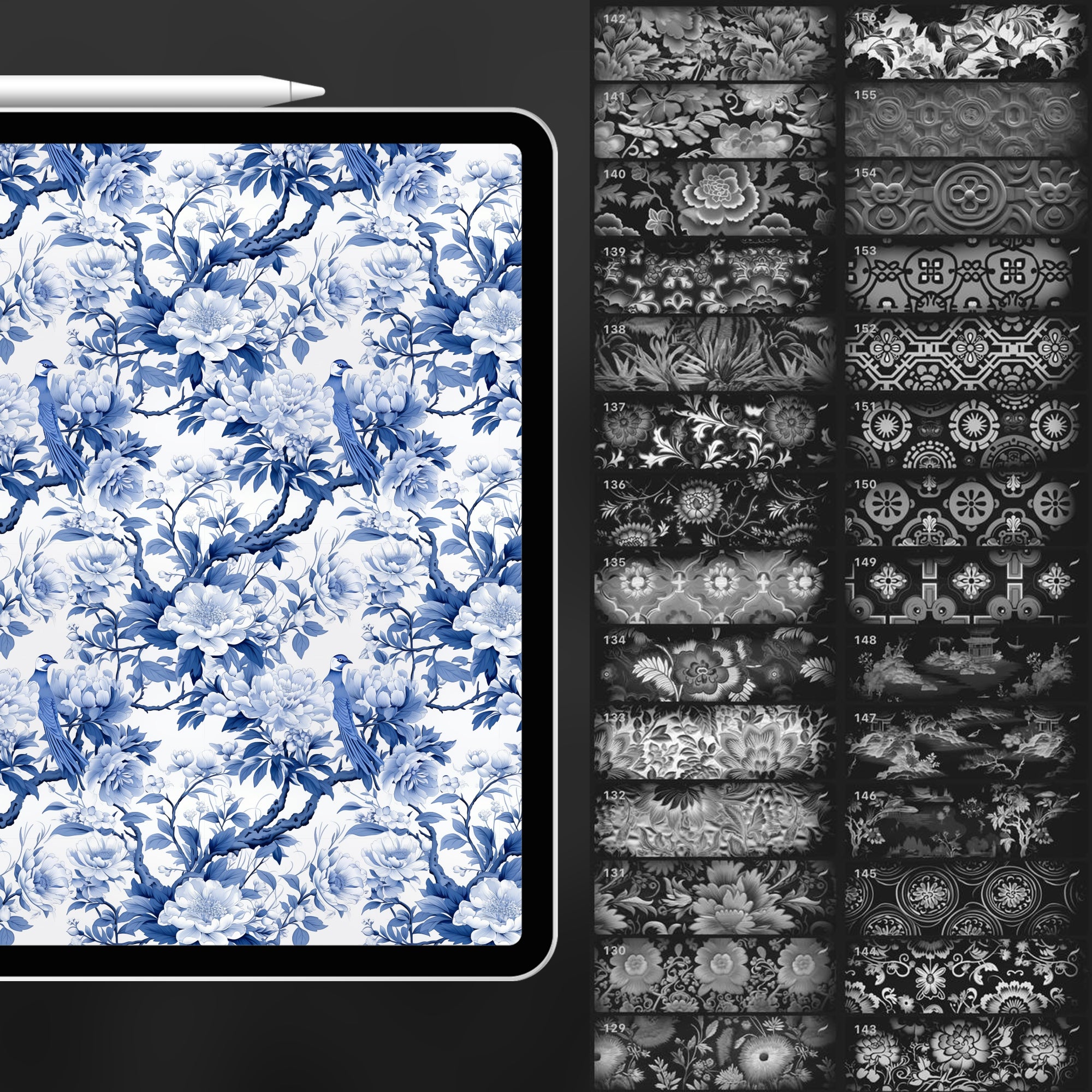 150 Procreate Chinese Pattern Brushes