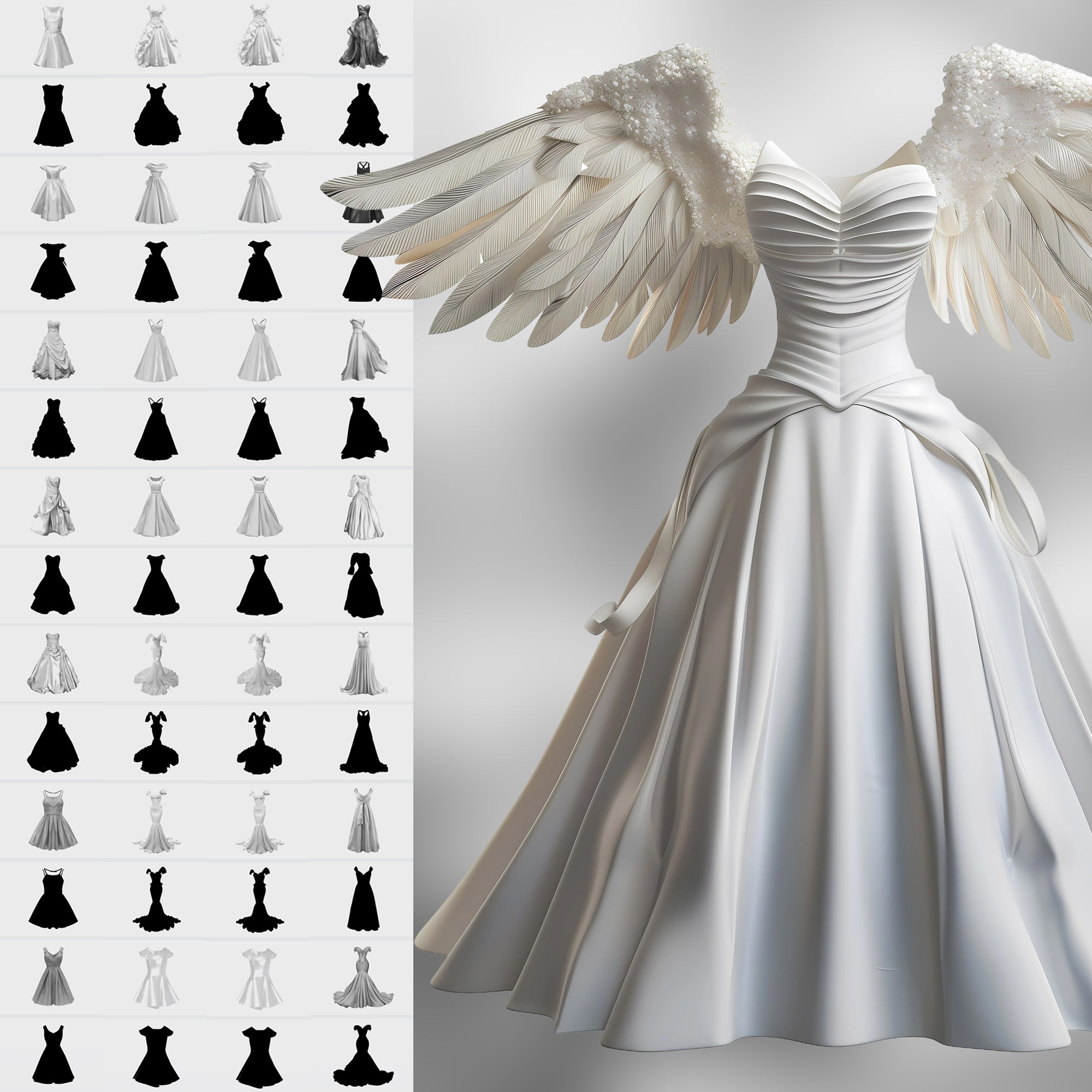 100 Procreate 2D Wedding Dresses Stamp Brushes