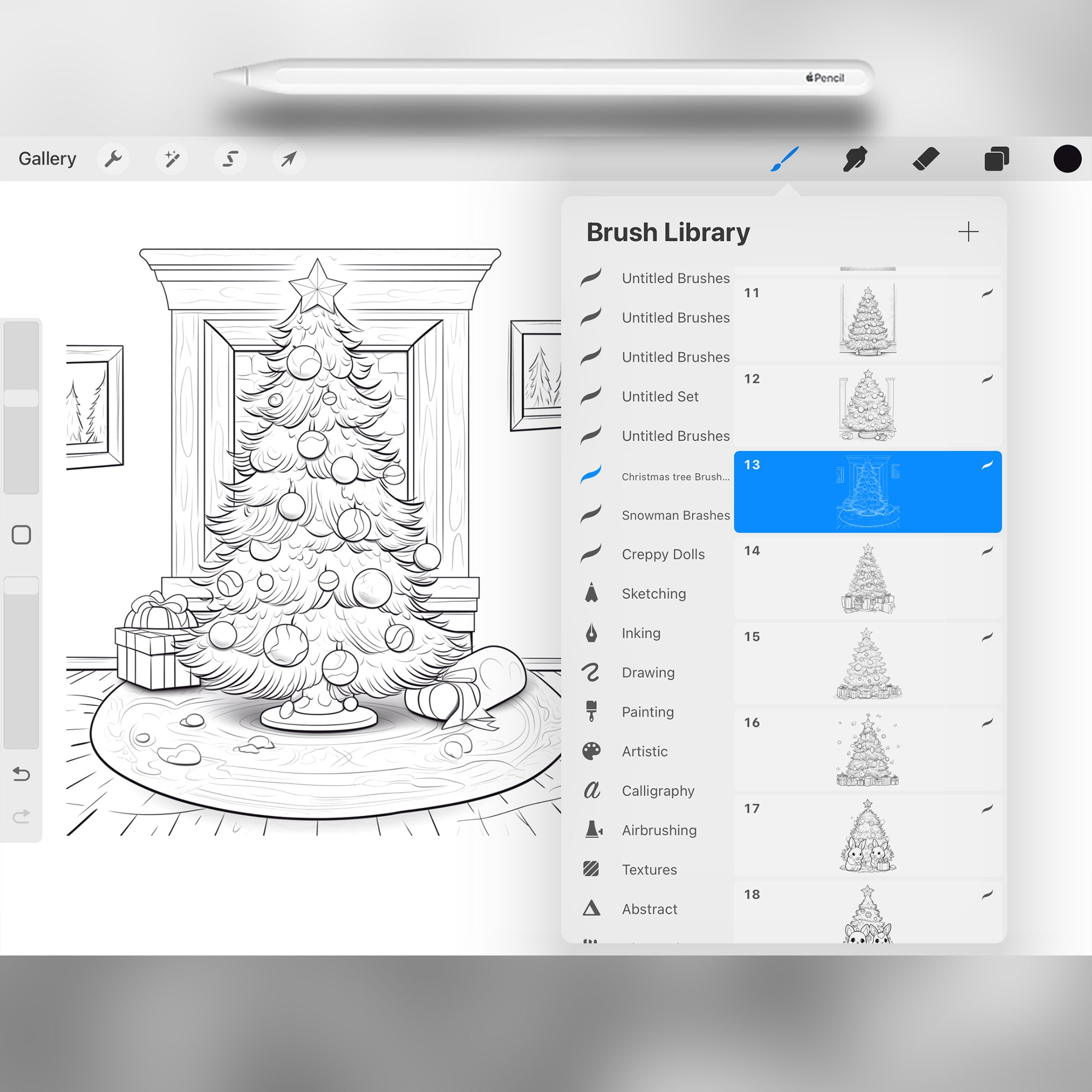 67 Procreate Christmas Tree Stamps Brushes