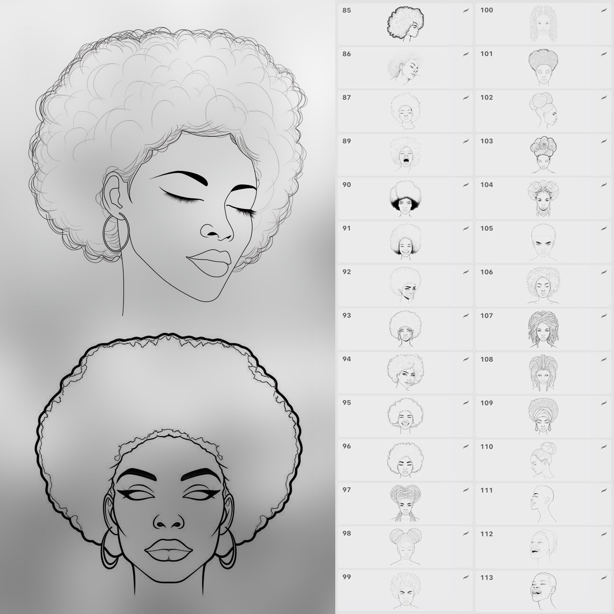 110 Procreate Afro Woman Stamp Brushes