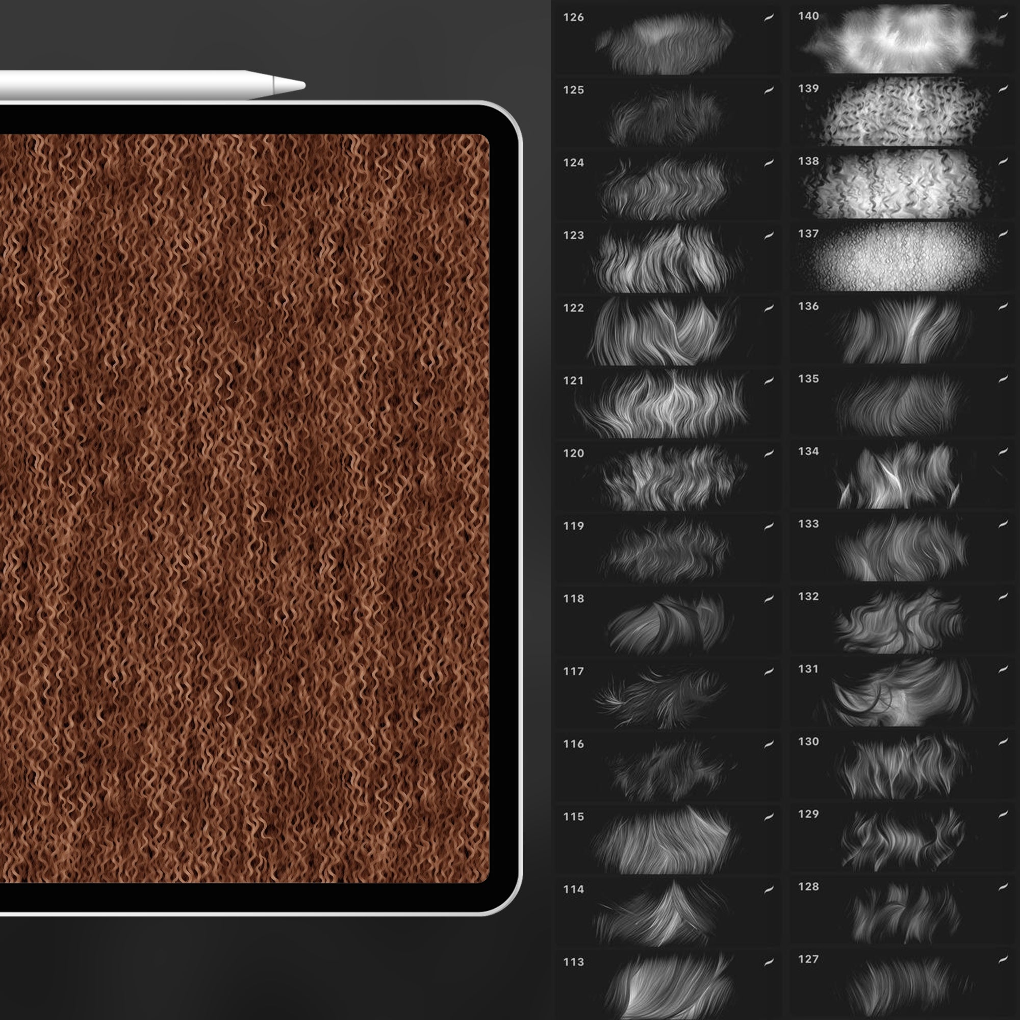 140 Procreate Hair Texture Brushes
