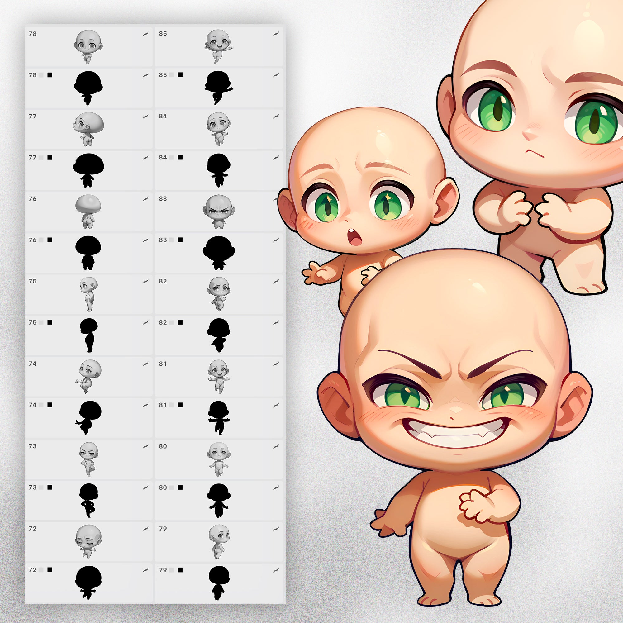 2D Procreate 110 Chibi Boys Stamps Brushes
