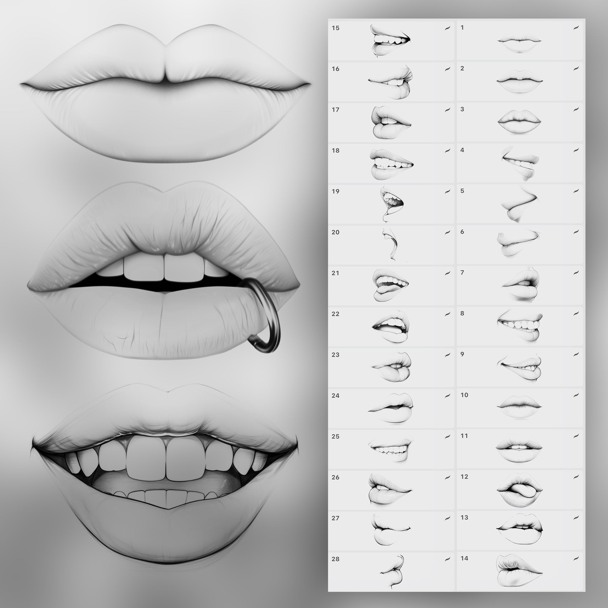 100 Procreate Realistic Lips Stamp Brushes