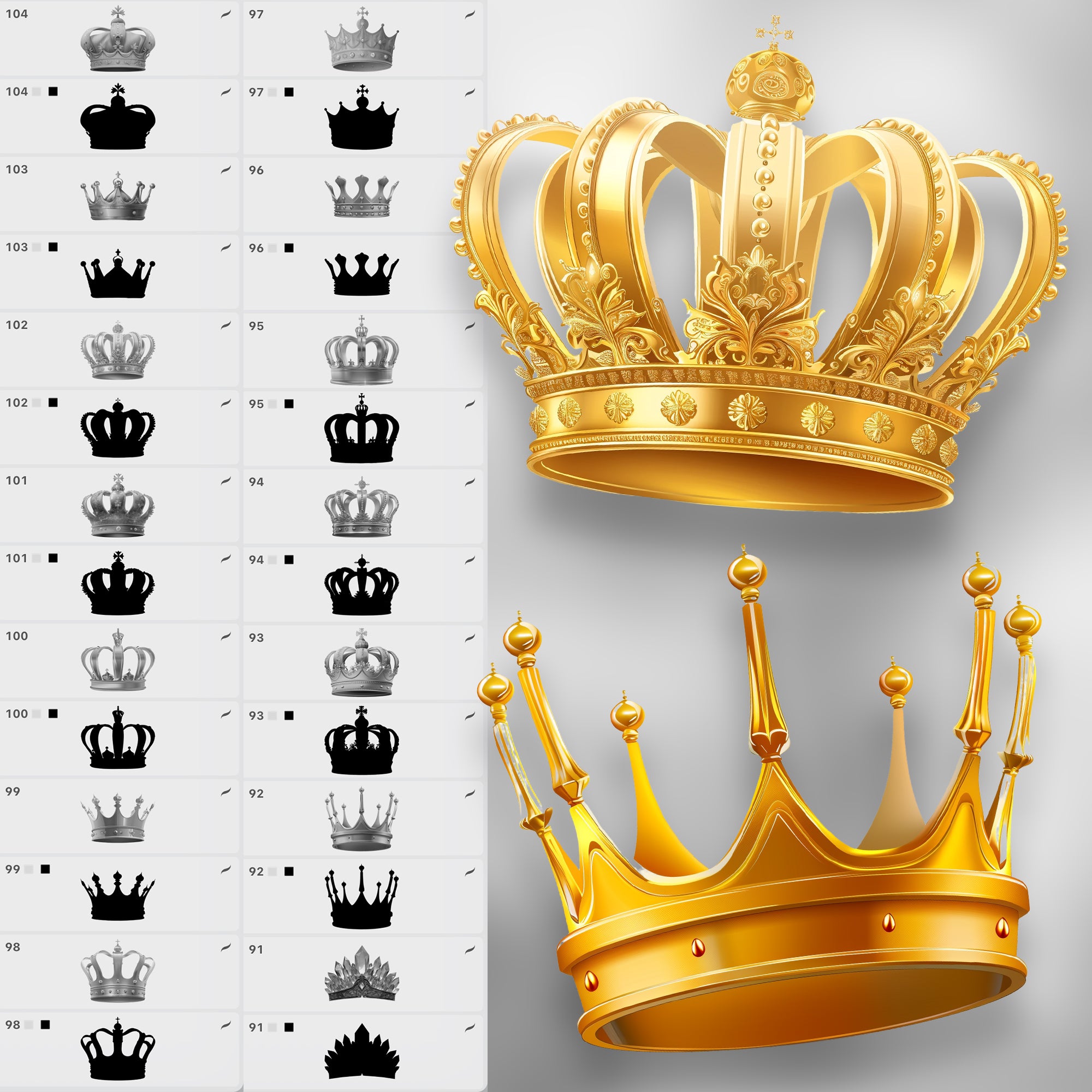110 Procreate 2D Crowns Stamp Brushes