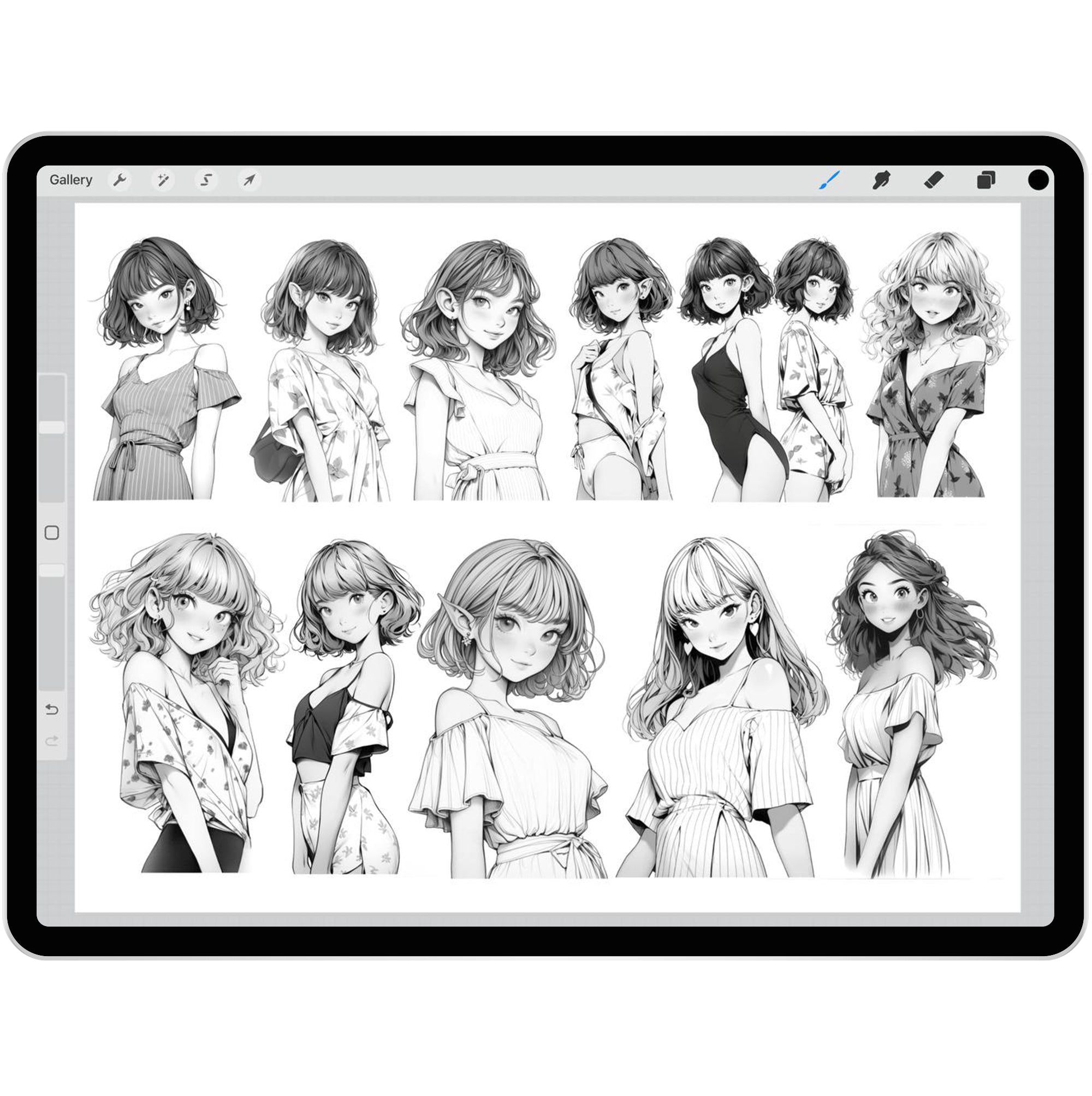 60 Anime Girls Brushes for Procreate and Photoshop