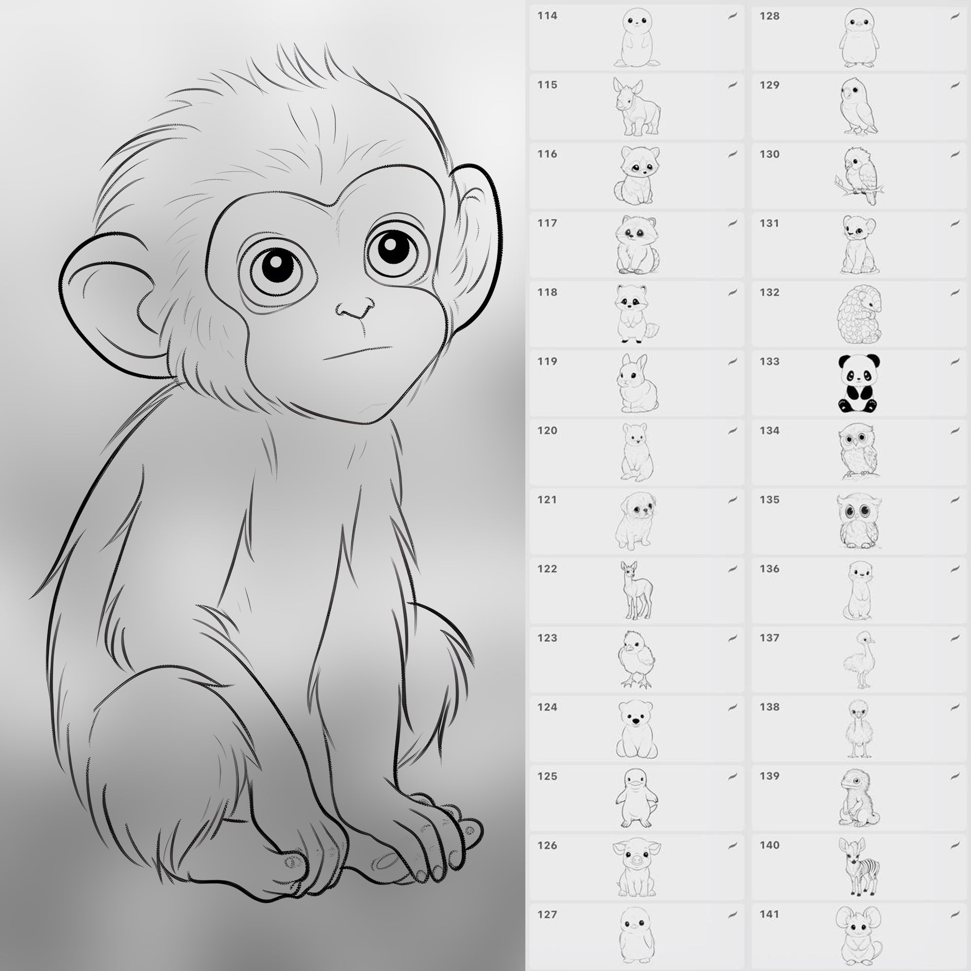 140 Procreate Baby Animals Stamp Brushes