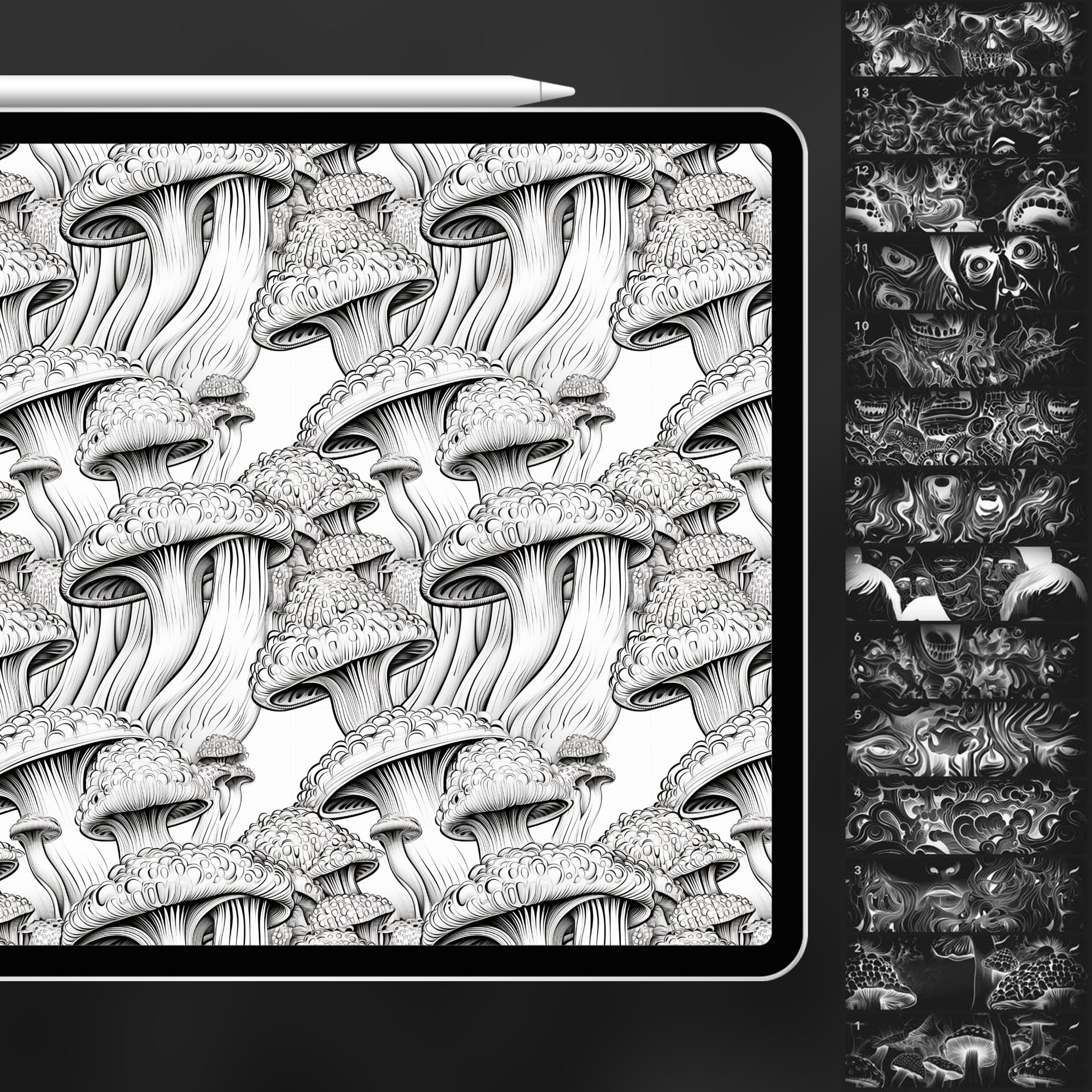 120 Procreate Psycho Pattern Brushes