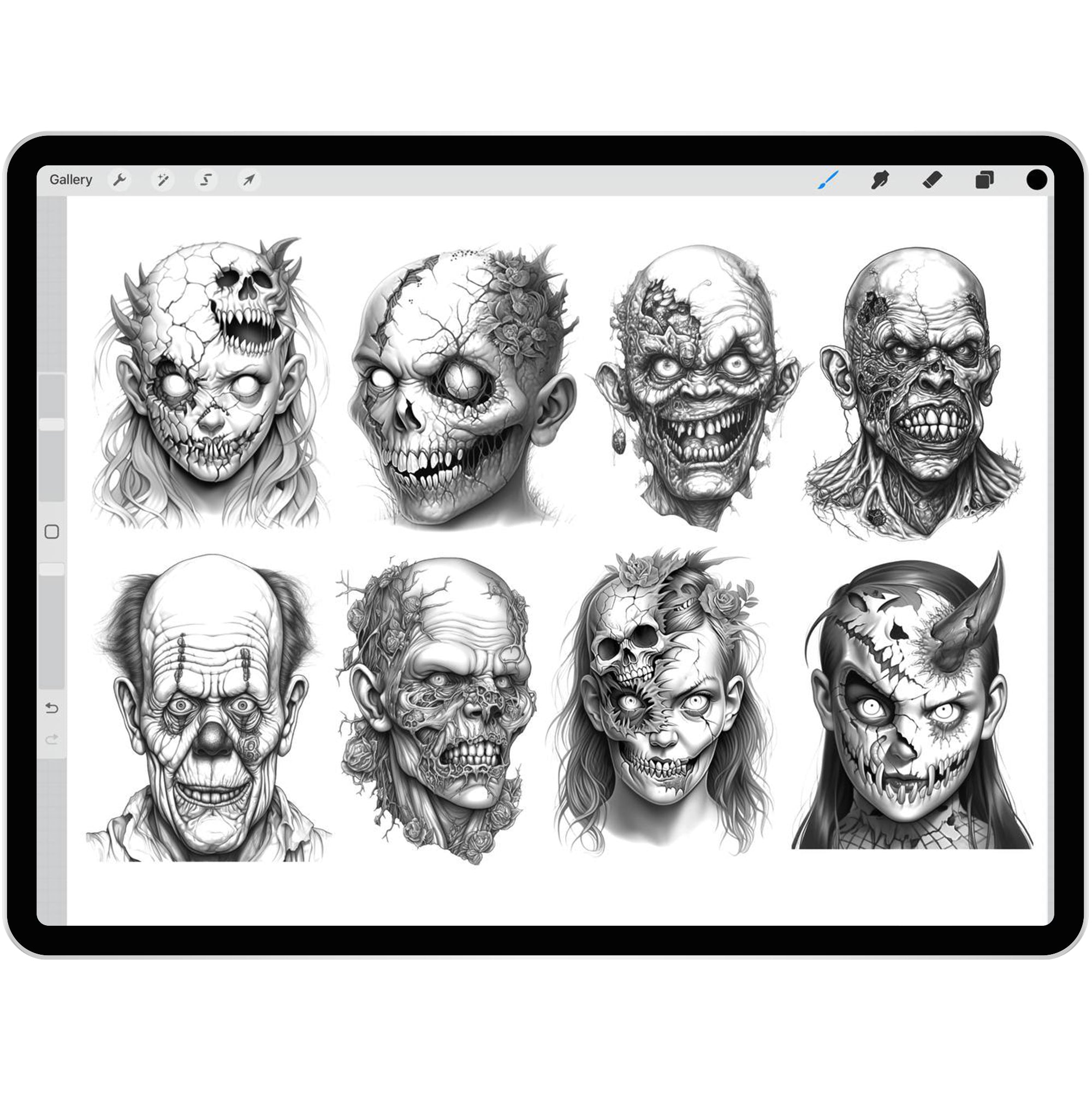 29 Zombies Brushes for Procreate and Photoshop