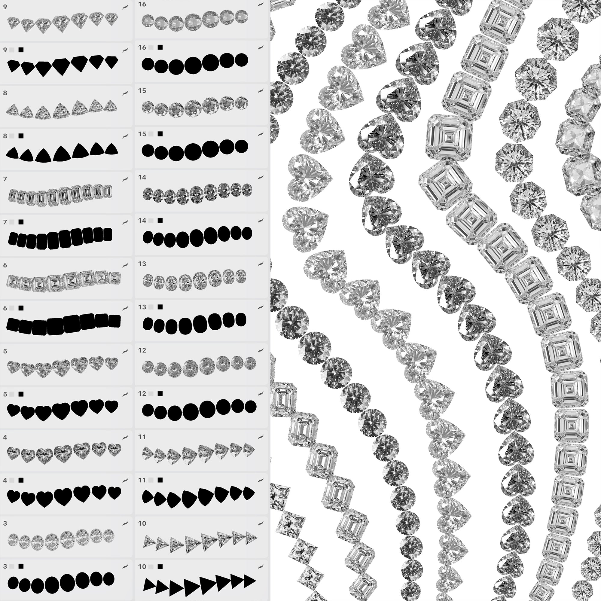 100 Diamonds 2D Brushes for Procreate