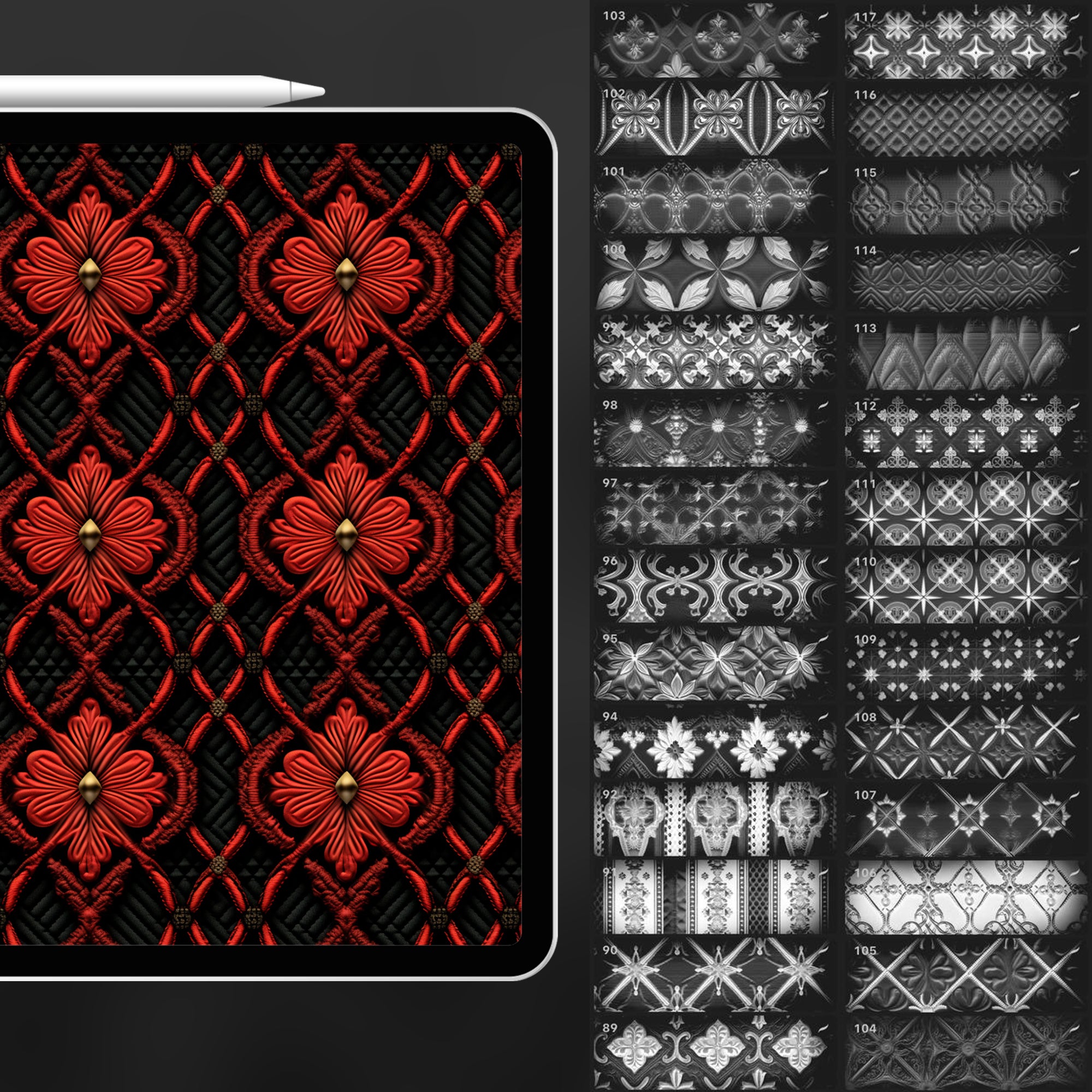 110 Procreate Gothic Pattern Brushes