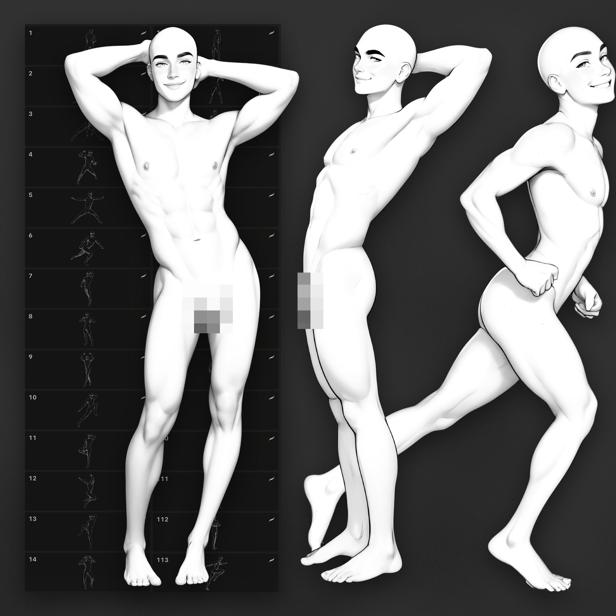 200 Procreate Men Model Poses Stamps Brushes