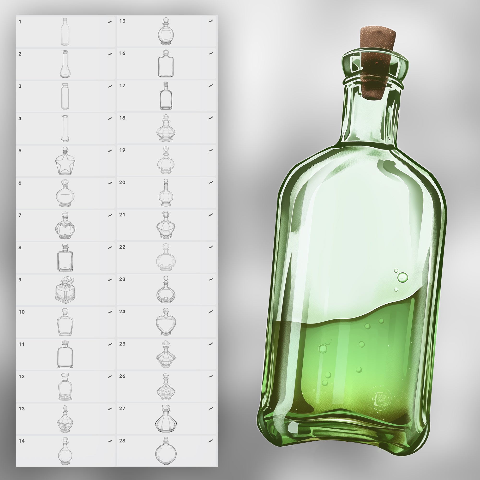 110 Procreate Potion Bottles Stamp Brushes