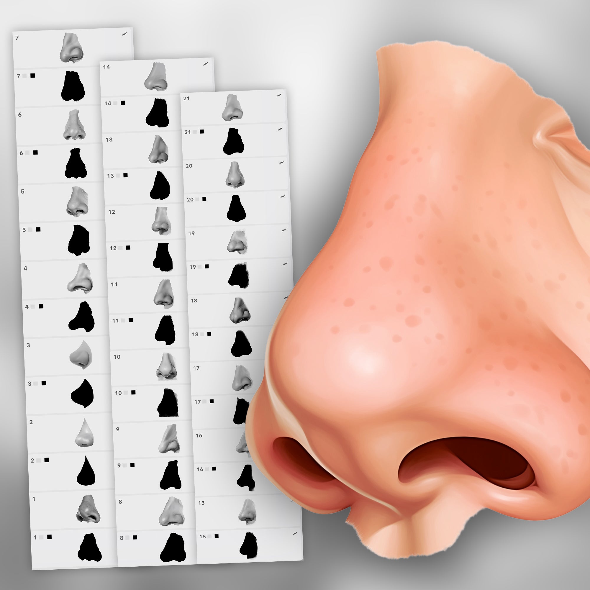 100 Procreate 2D Noses Stamp Brushes