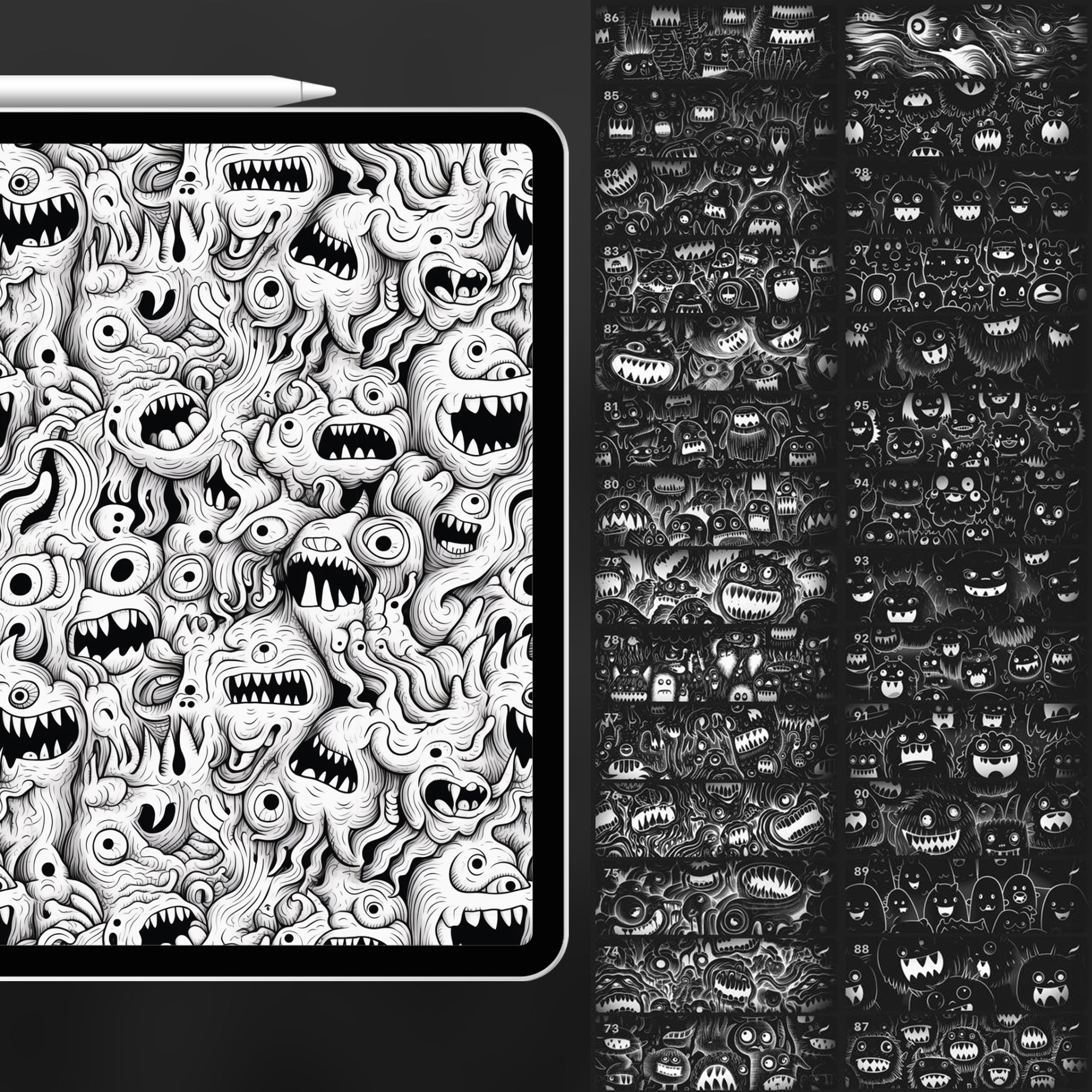 100 Procreate Monster Pattern Brushes