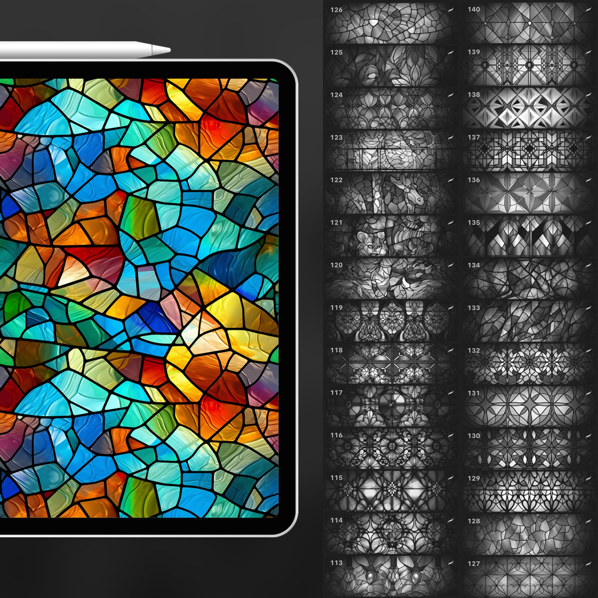 140 Procreate Stained Glass Texture Brushes
