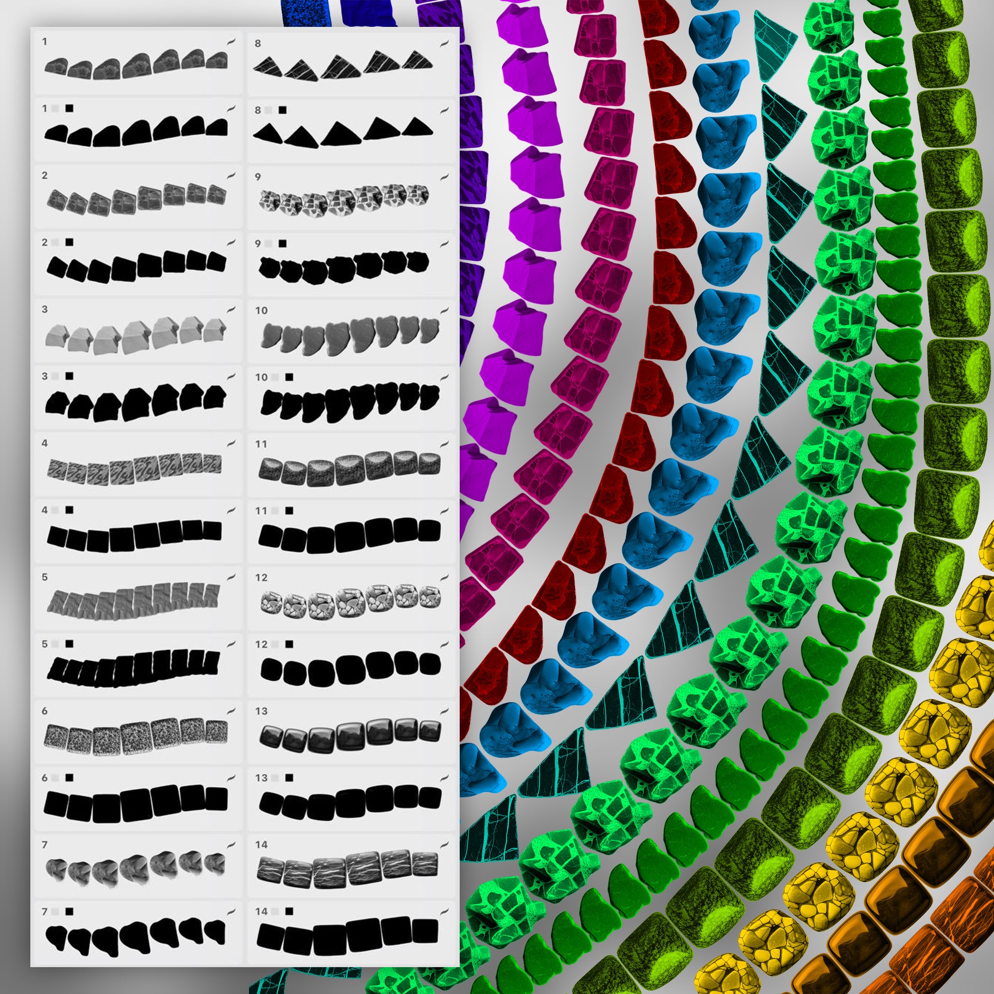 100 Mosaic 2D Brushes for Procreate