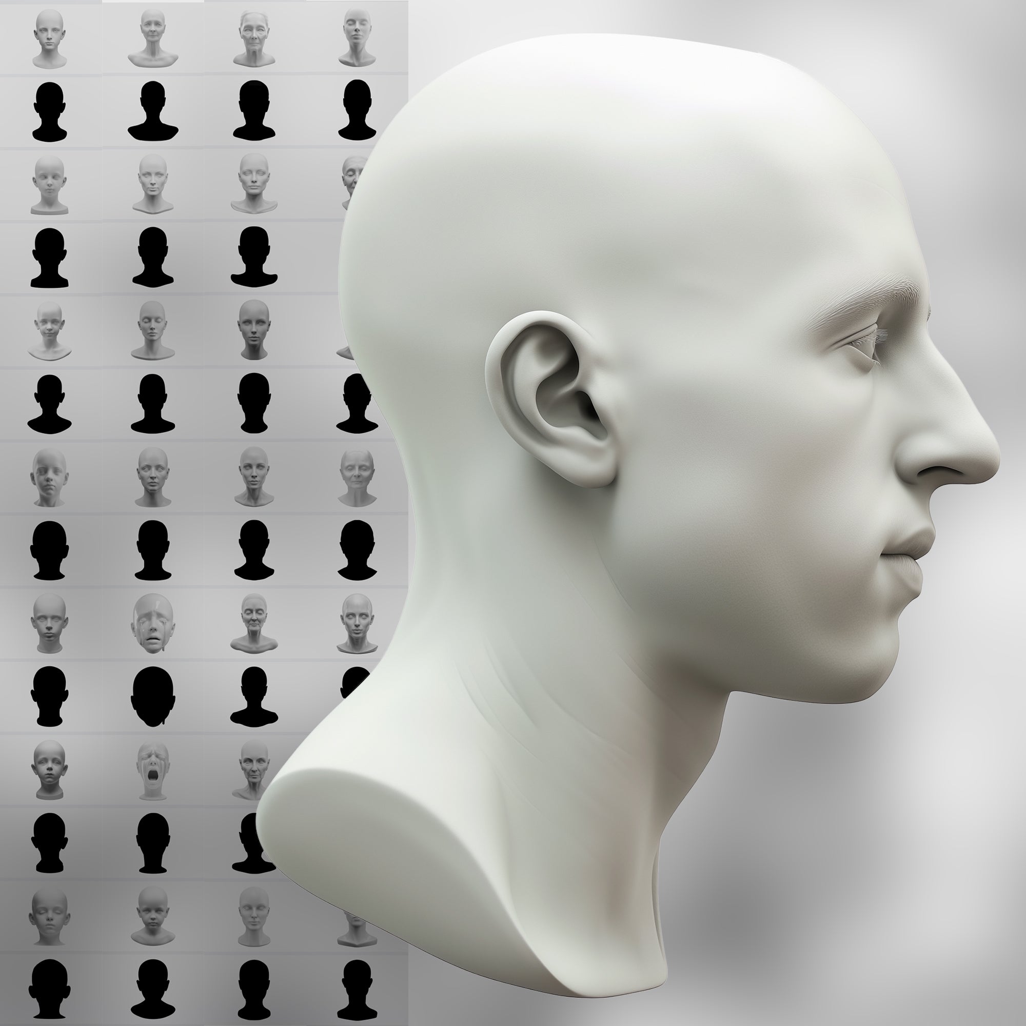 100 Procreate 2D Heads Stamp Brushes