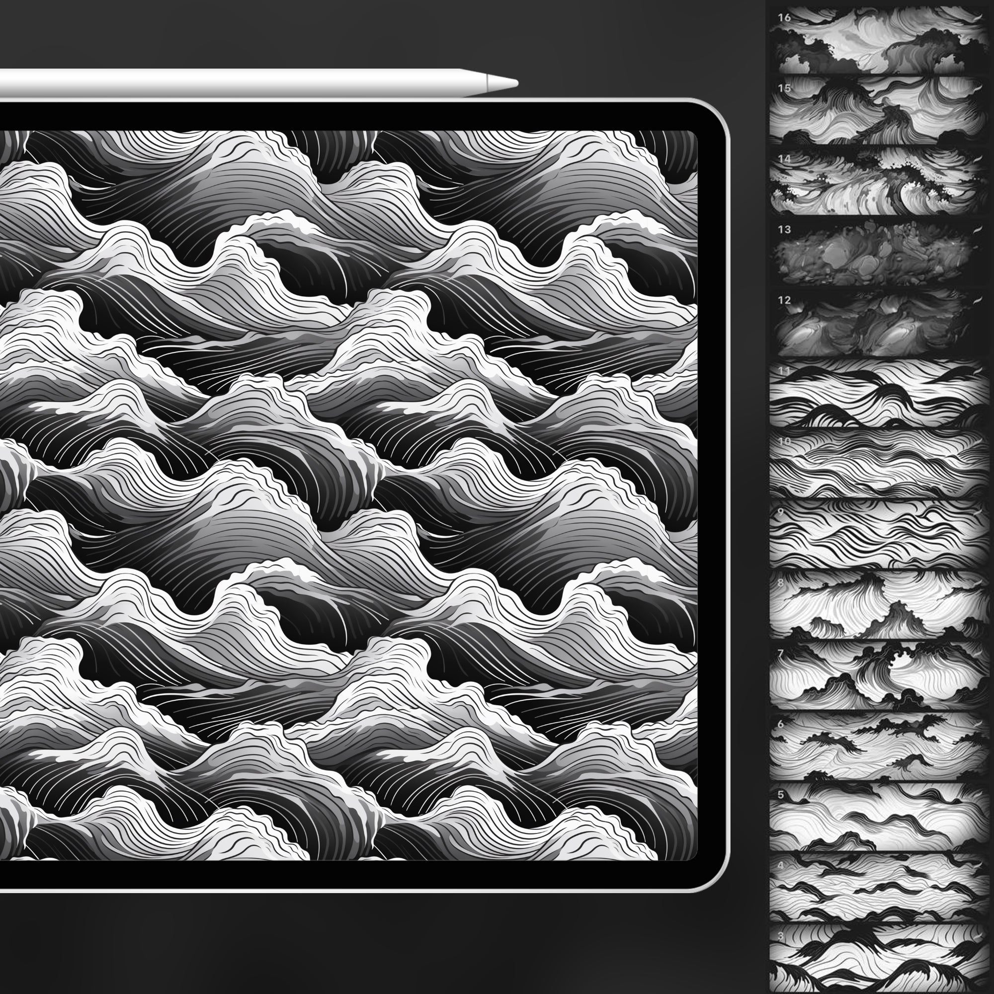 70 Procreate Waves Texture Brushes