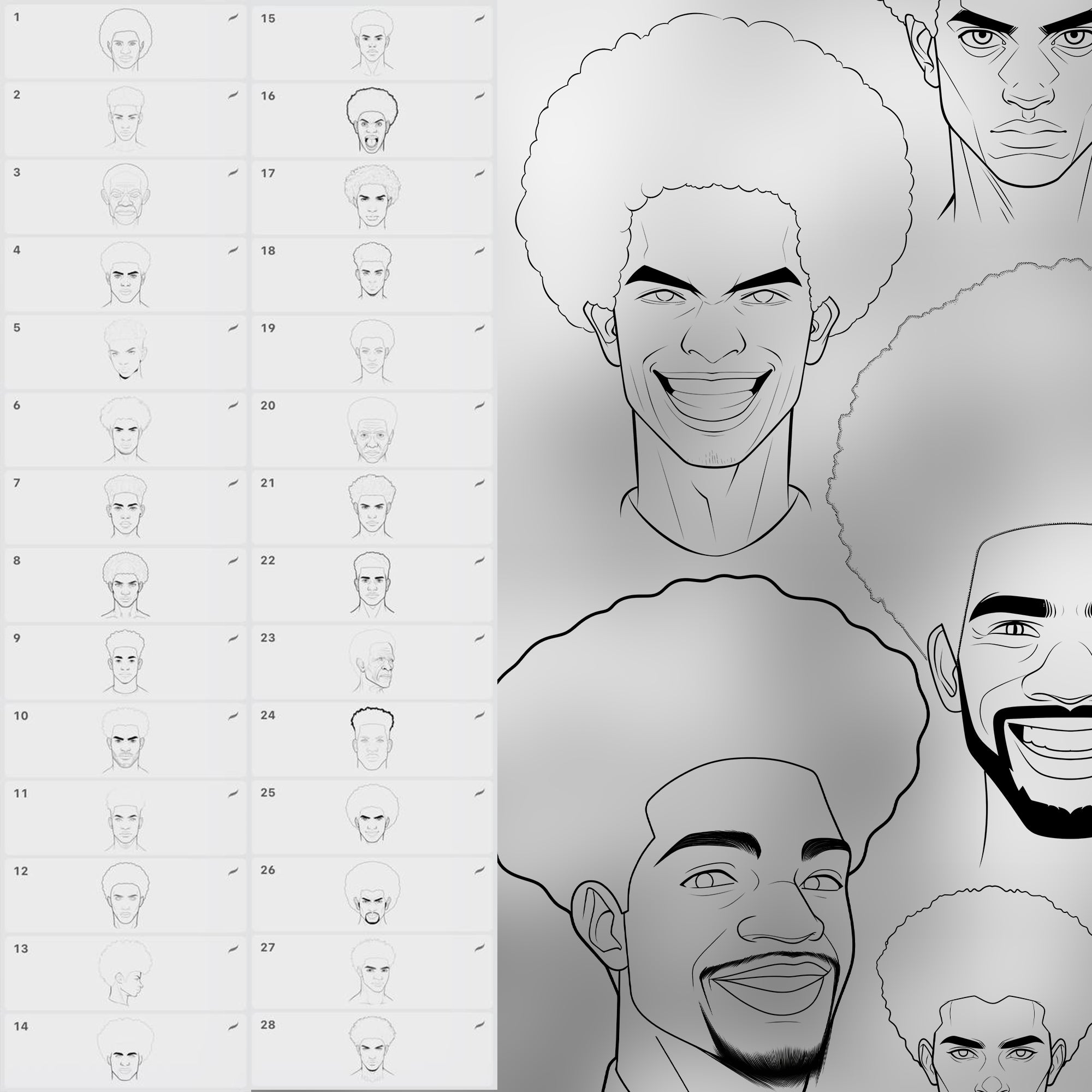 180 Procreate Afro Men Stamp Brushes