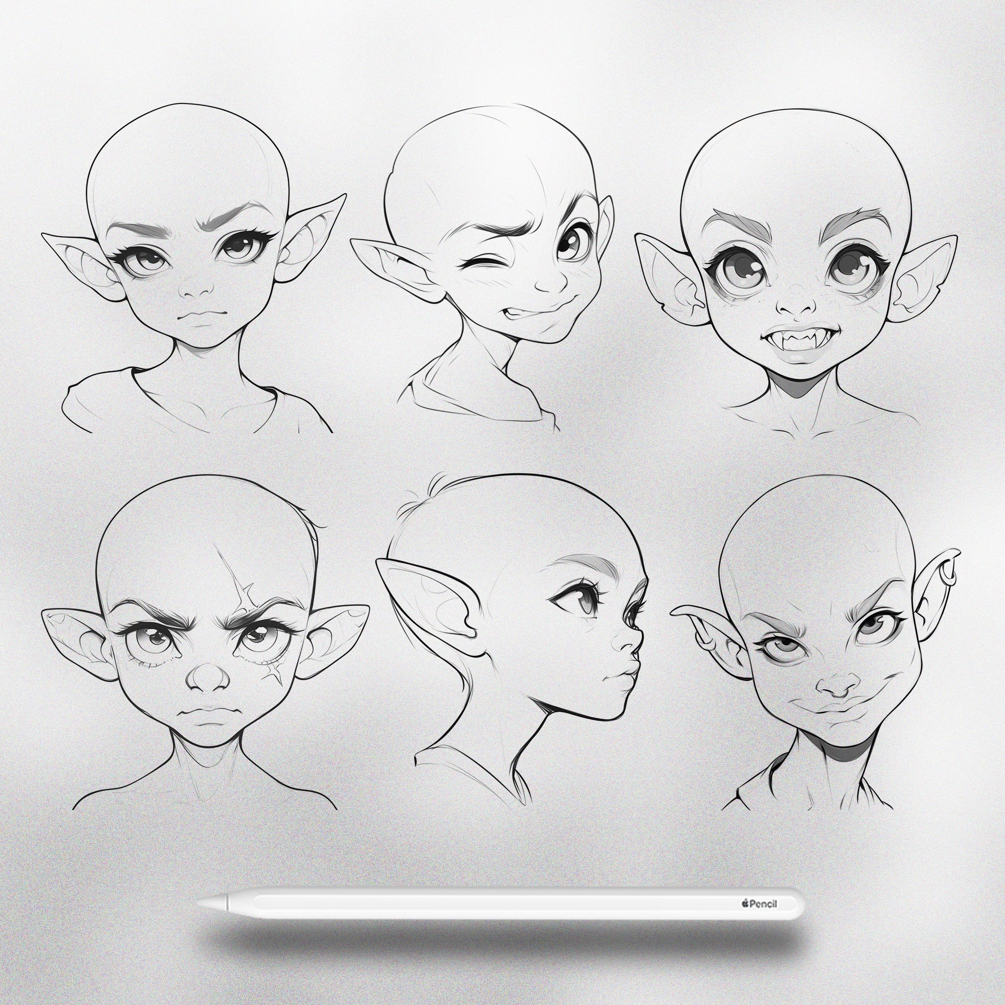 100 Procreate Elven Boys Princes Stamps