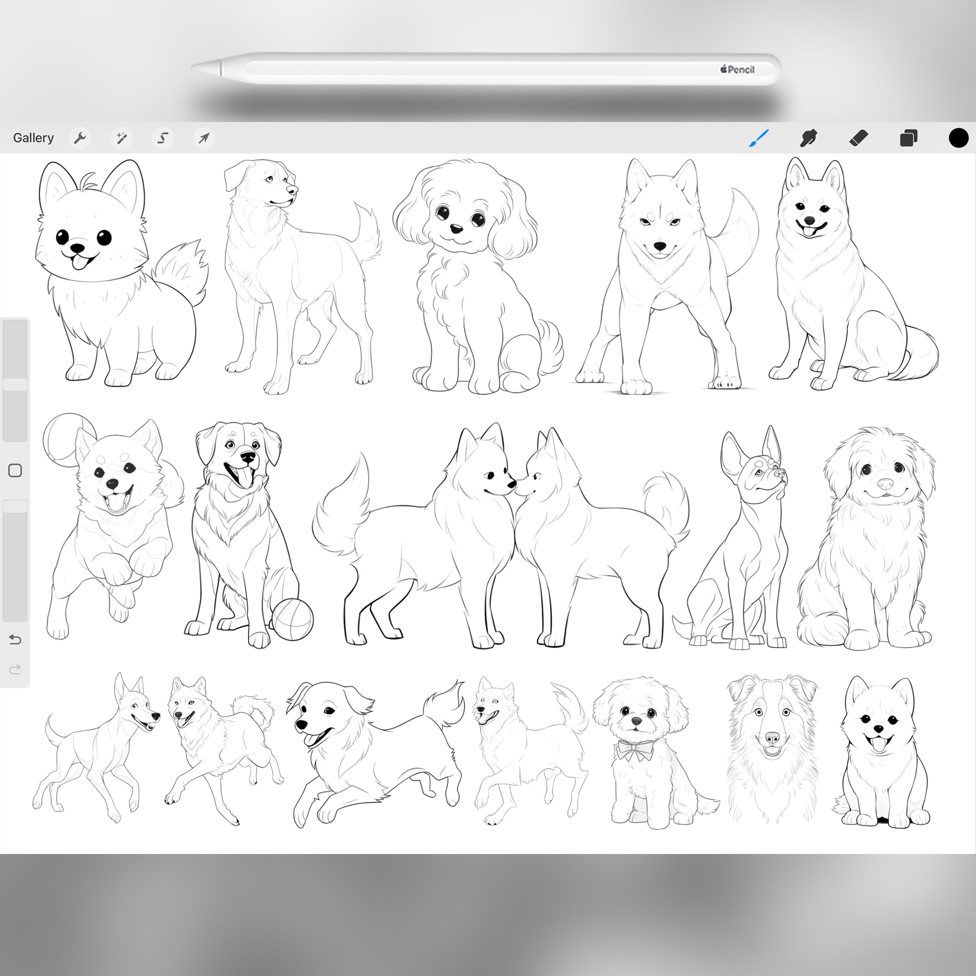 100 Procreate Dog Stamps Brushes