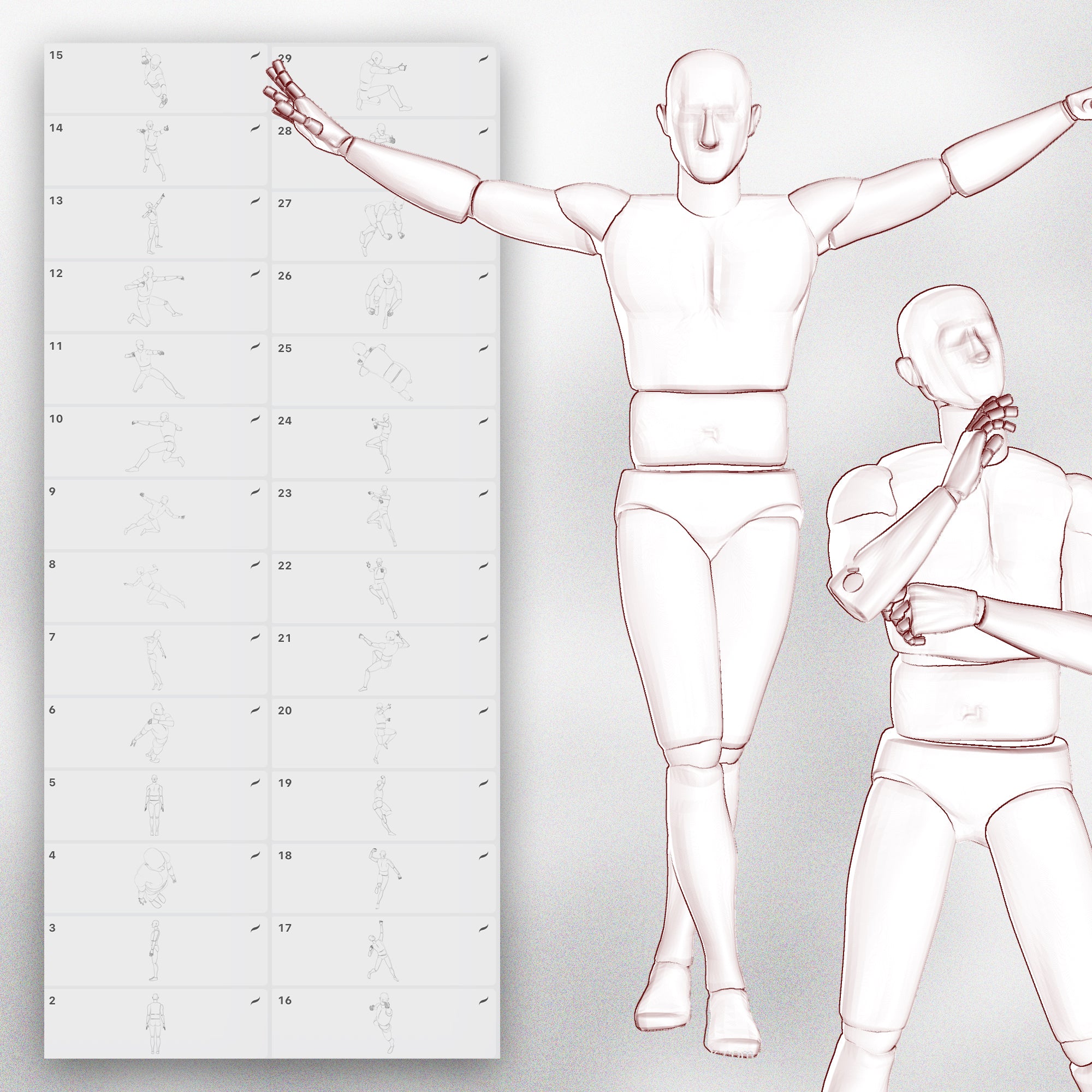 160 Procreate Male Dummy Action Poses Stamps