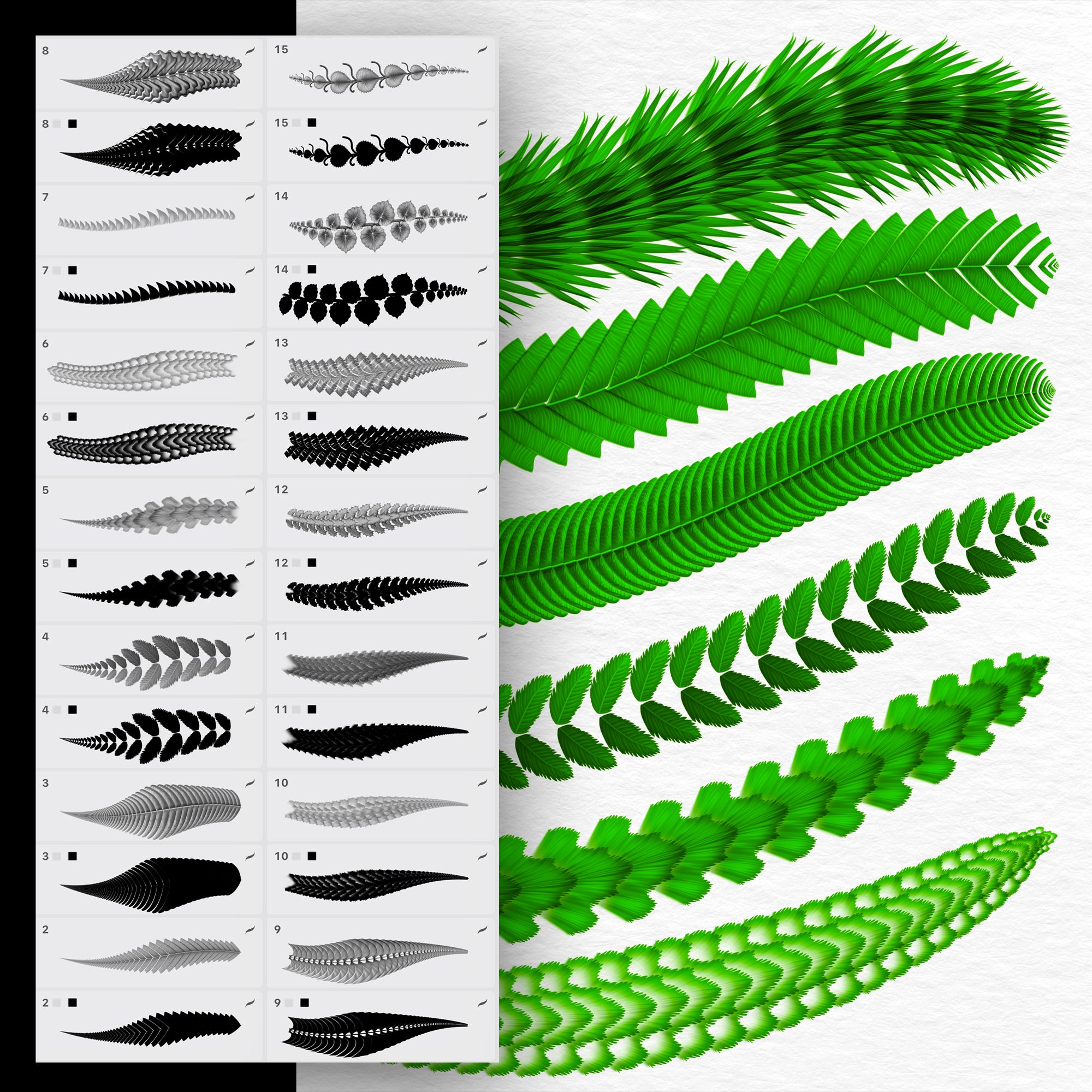 65 Foliage 2D Brushes for Procreate