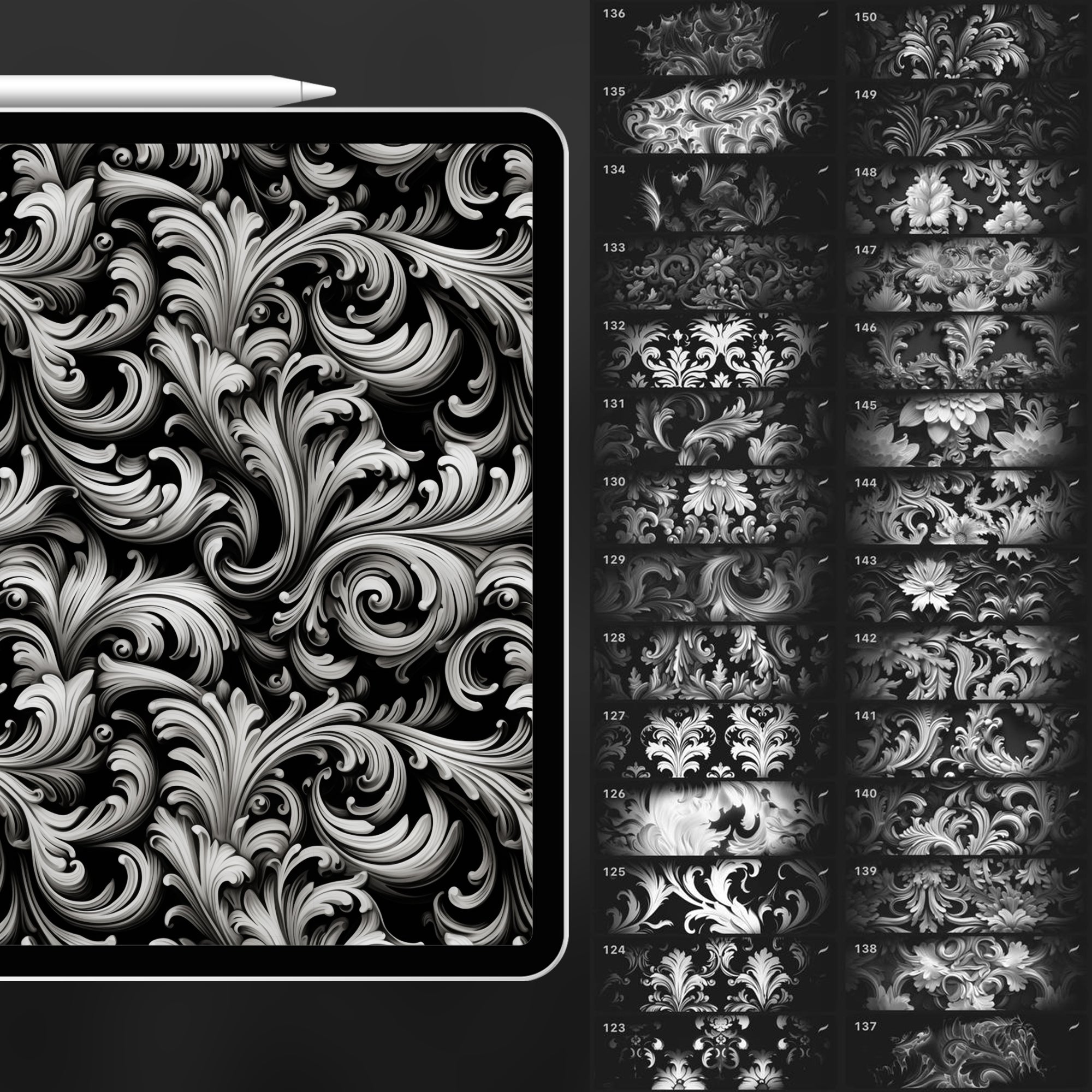 150 Procreate Baroque Pattern Brushes