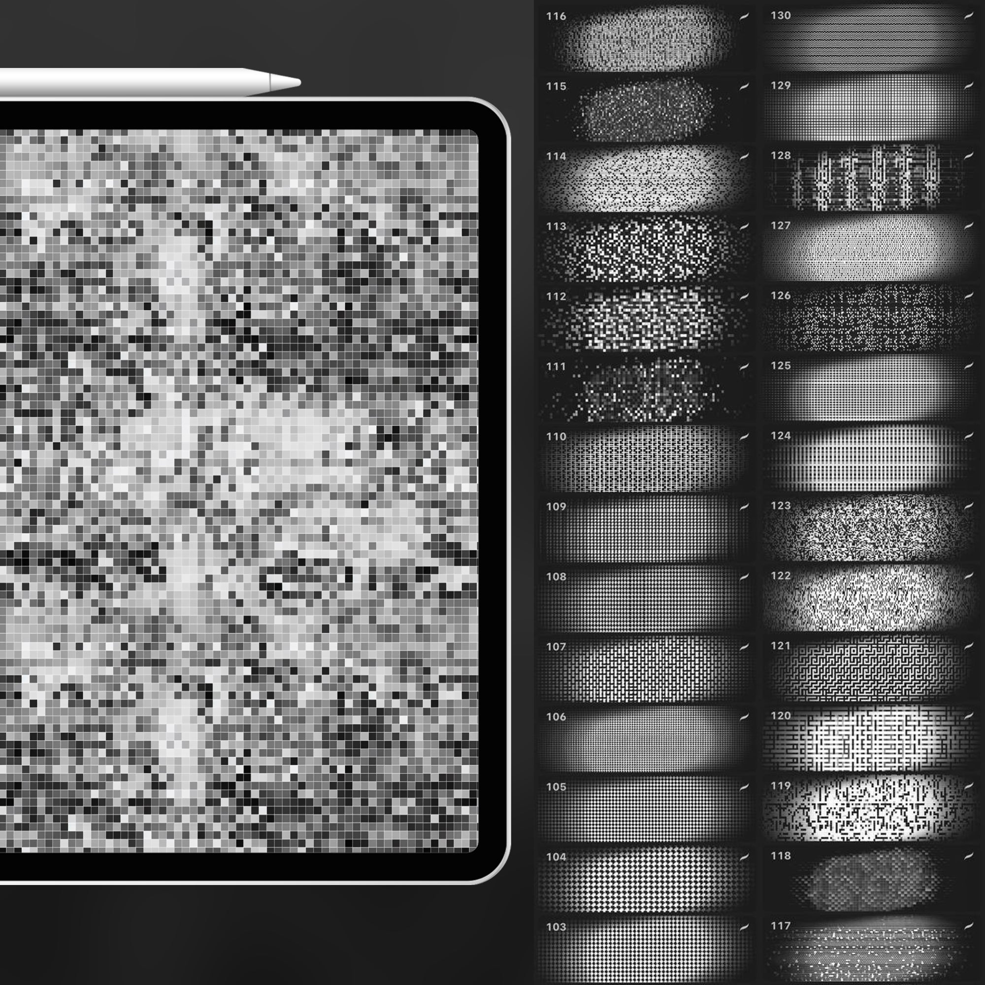 130 Procreate Pixel Texture Brushes