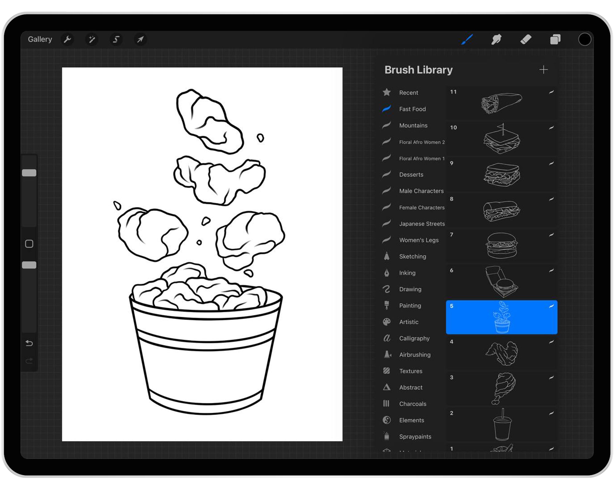 20 Procreate Fast Food Stamp Brushes