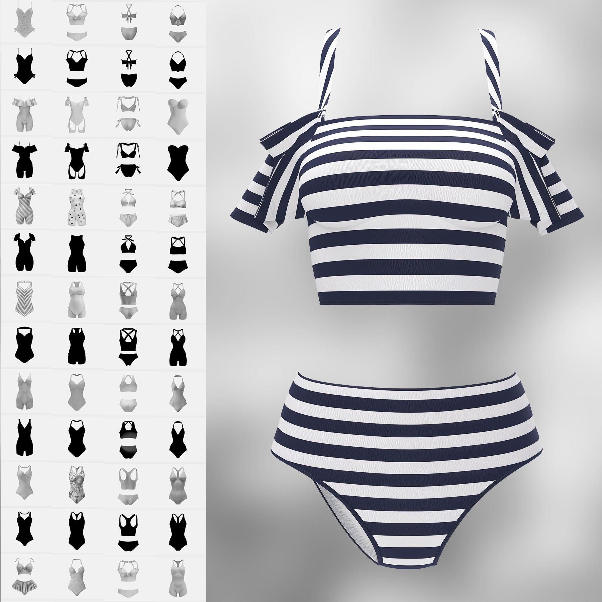 100 Procreate 2D Swimsuits Stamp Brushes