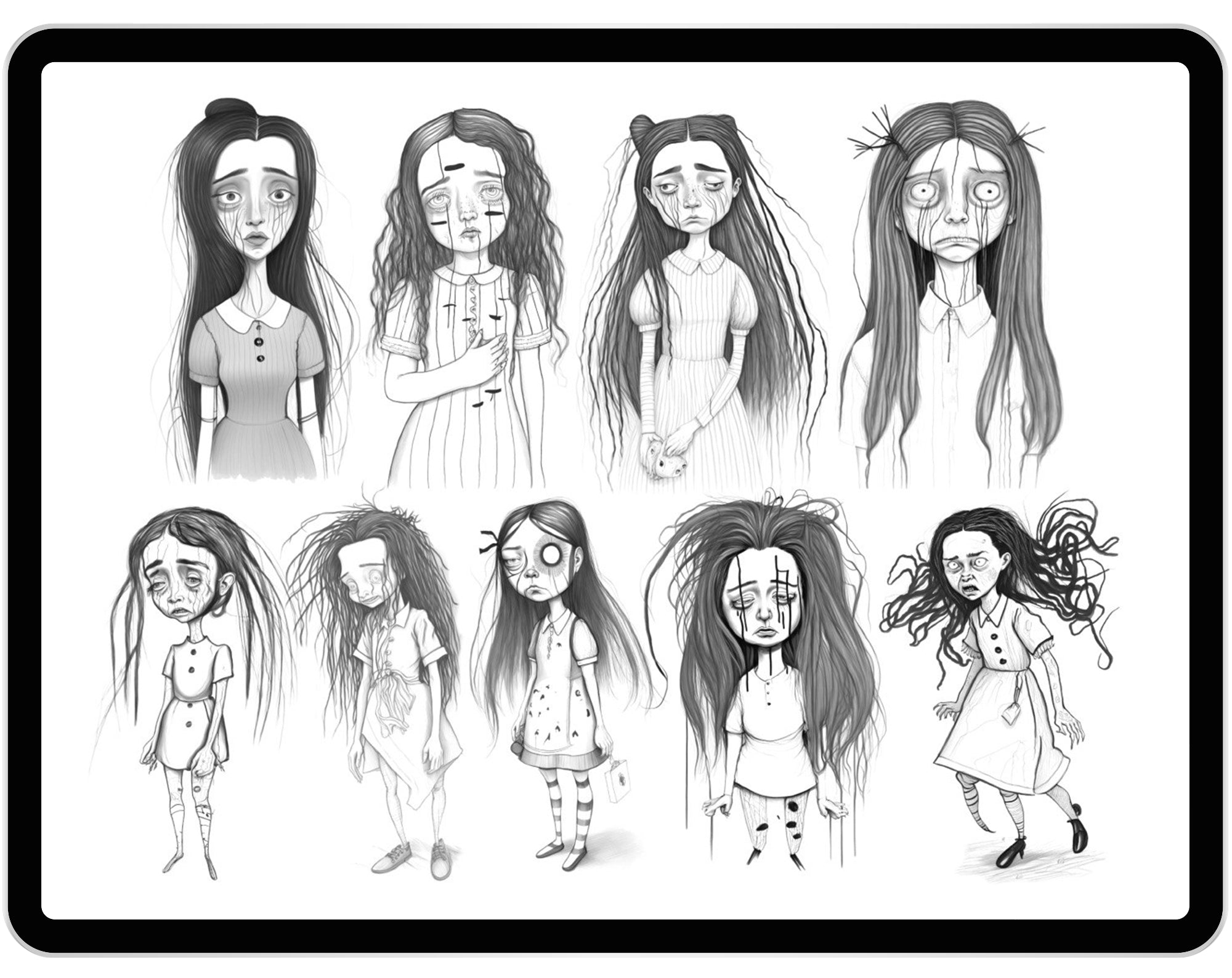 40 Procreate Surreal Girls Part-1 Stamp Brushes