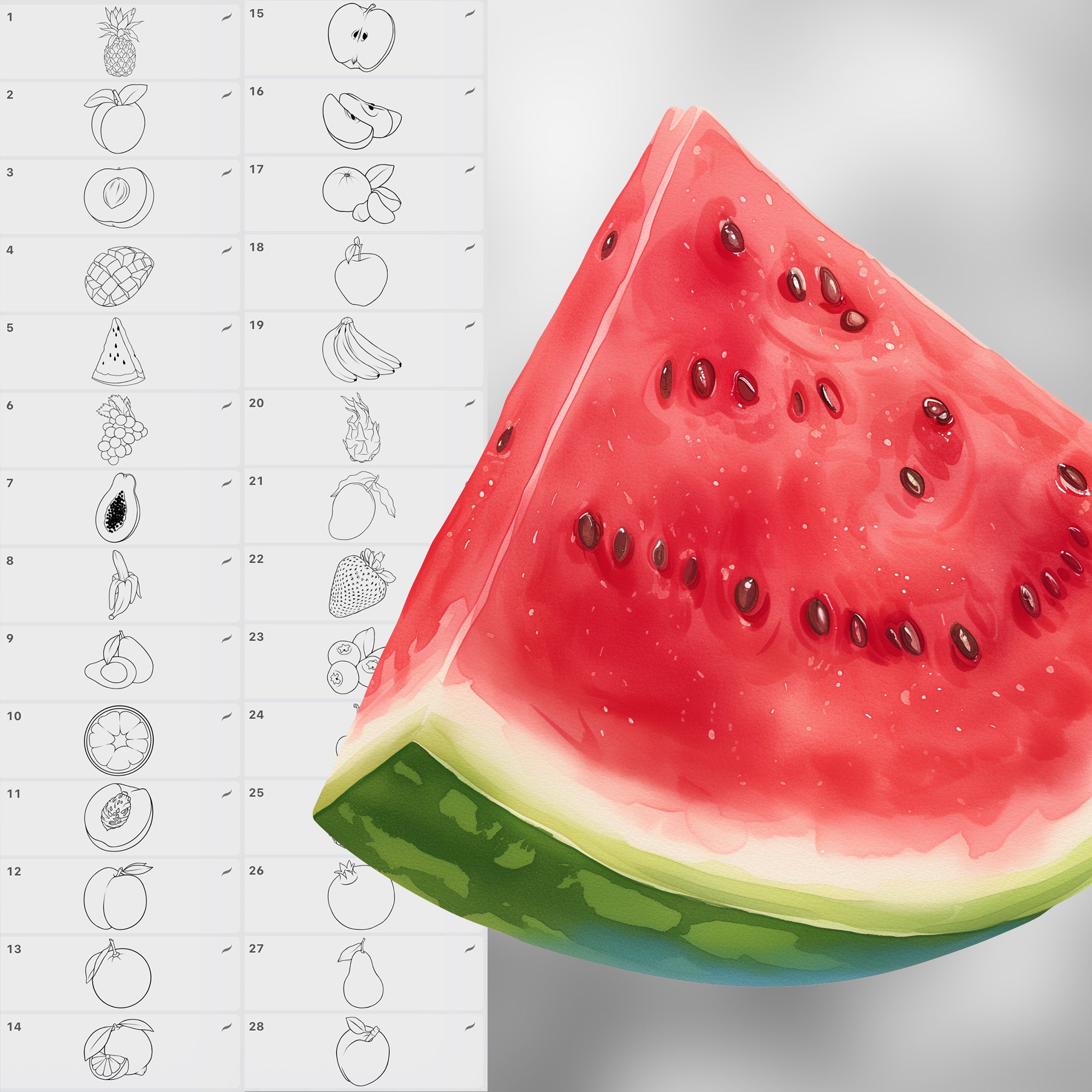 130 Procreate Fruits Stamp Brushes