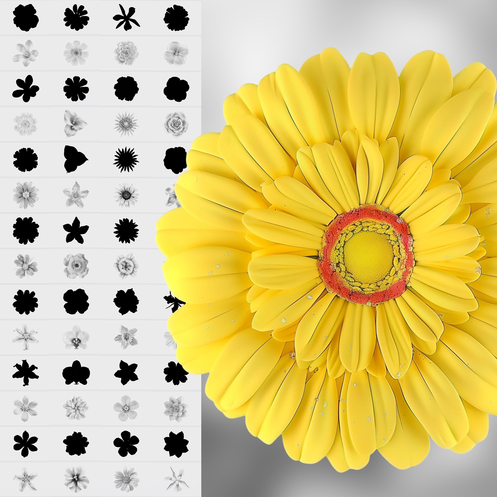 100 Procreate 2D Plasticine Flowers Stamp Brushes