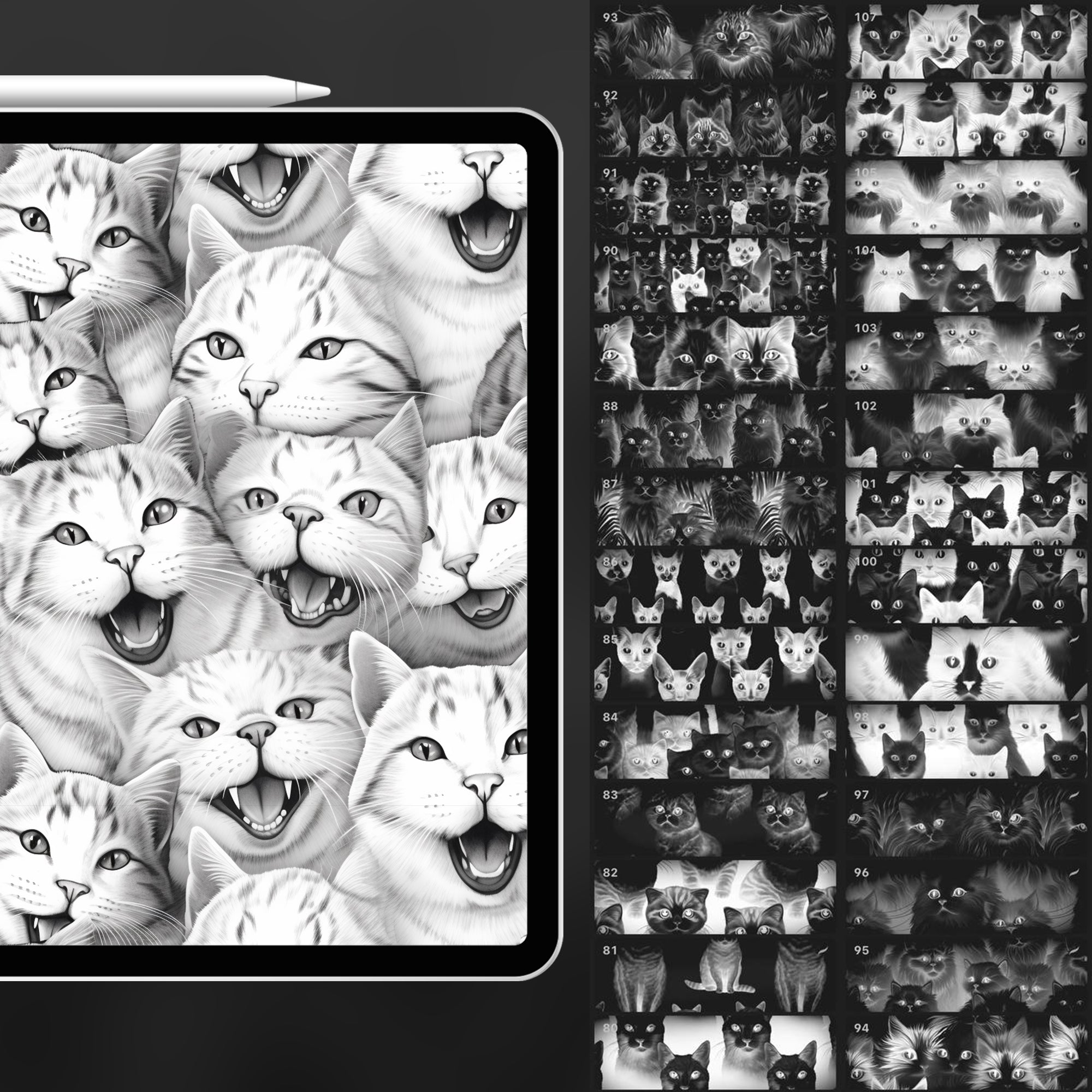 100 Procreate Cats Pattern Brushes